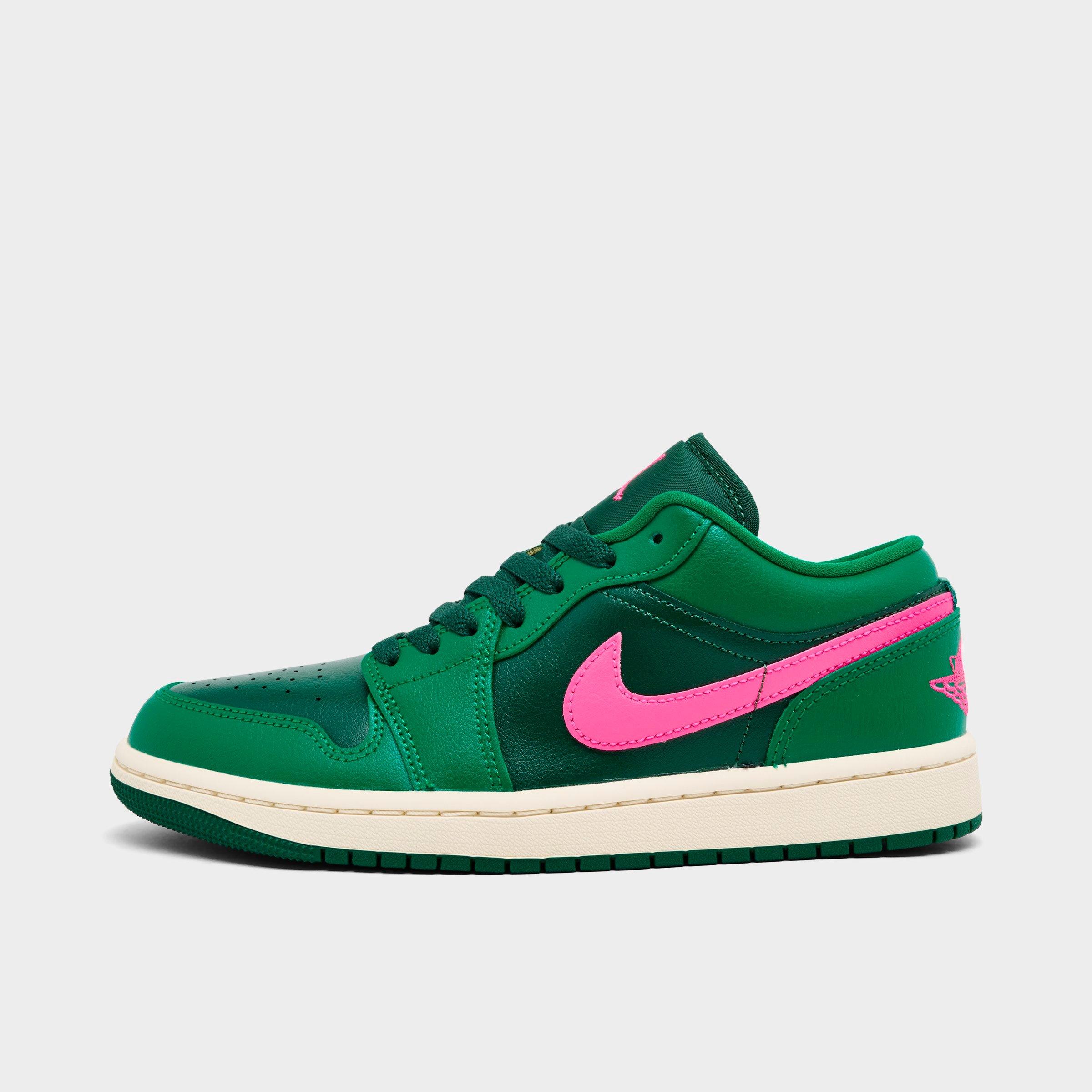 Jordan Women's Air Retro 1 Low Casual Shoes in Malachite/Pink Blast/Coconut Milk Size: 5.0
