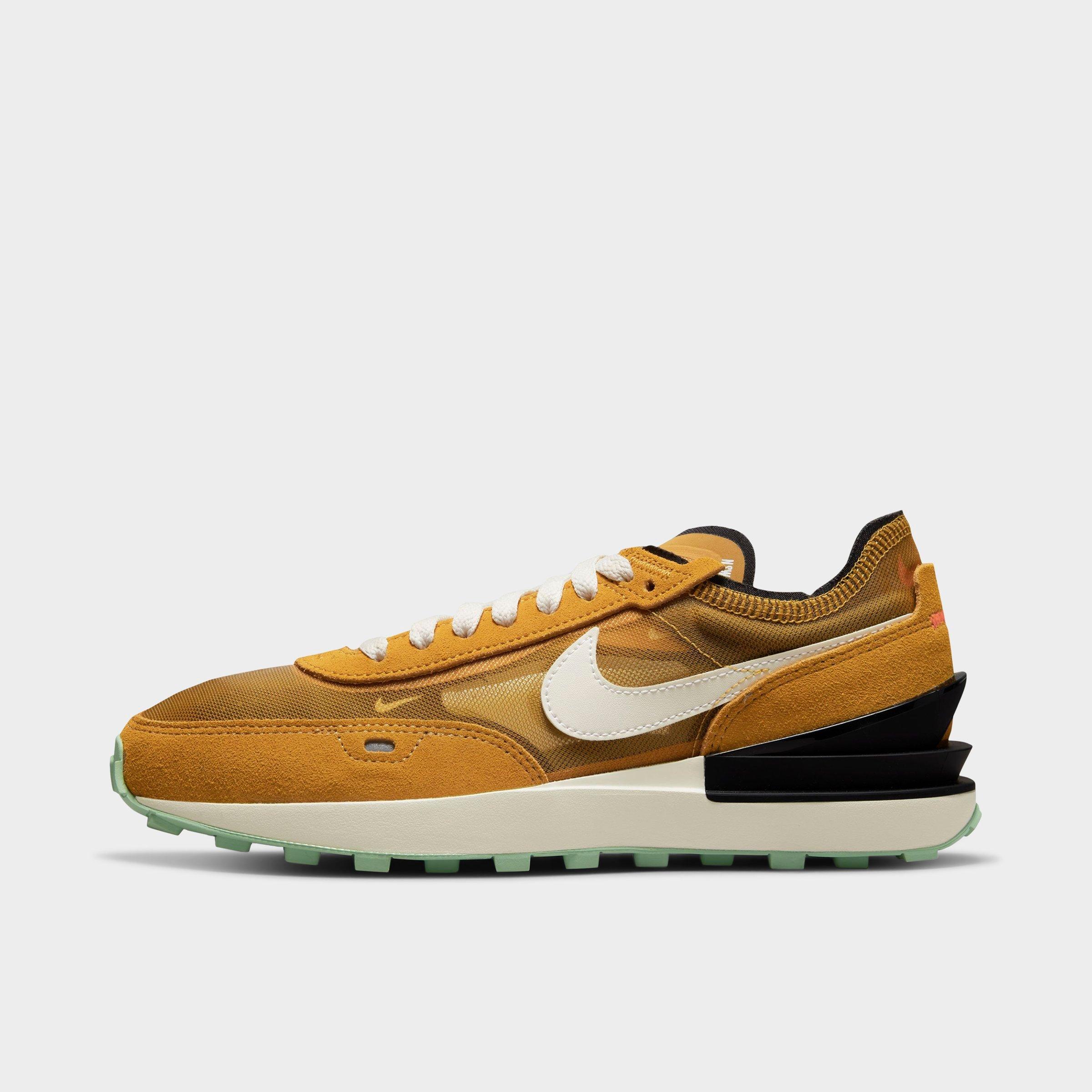 Nike Women's Waffle One Casual Shoes In Gold Suede/phantom/black/enamel Green/bright Crimson