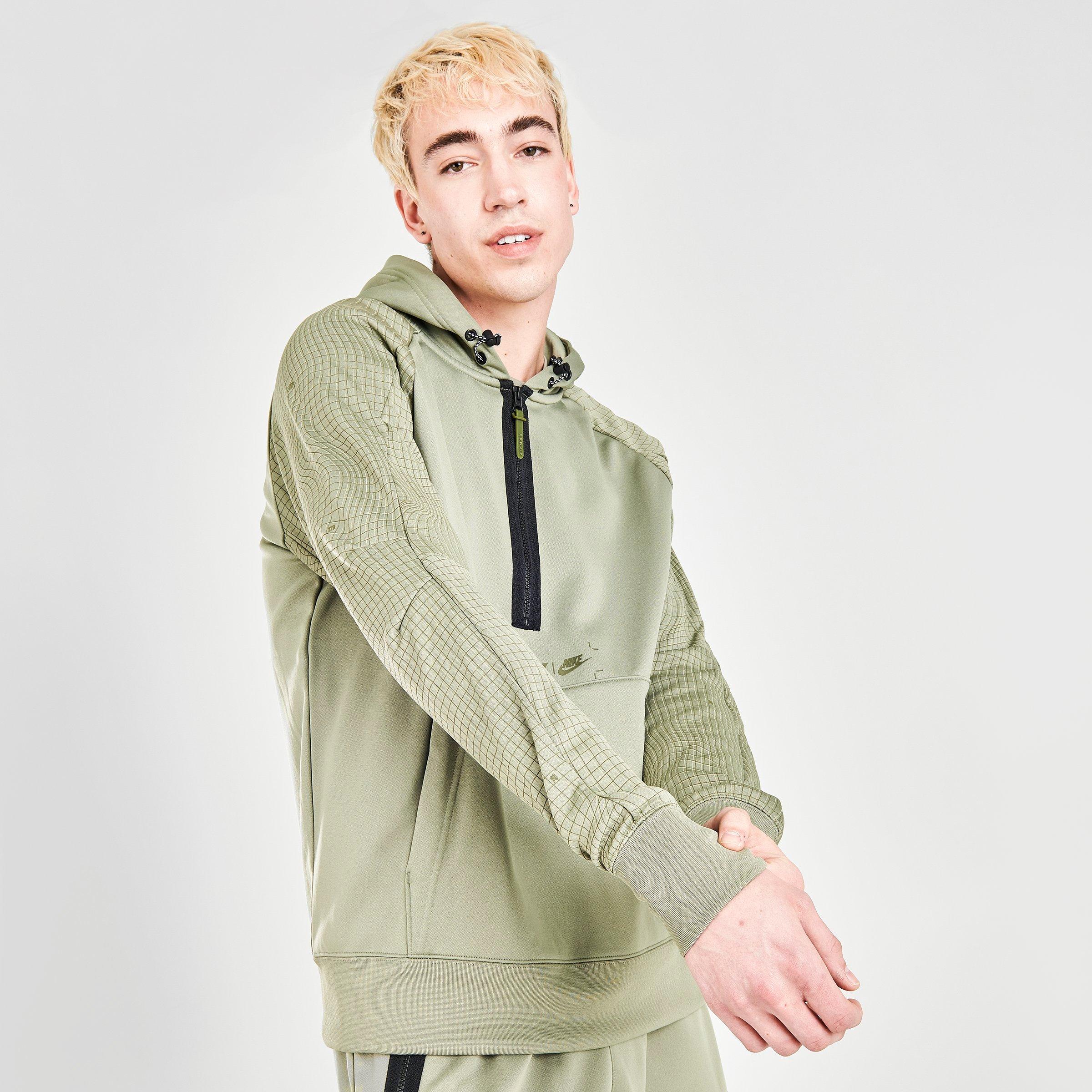 Nike Men's Sportswear Air Max Logo Half-zip Fleece Hoodie In Light Army/medium Olive/black