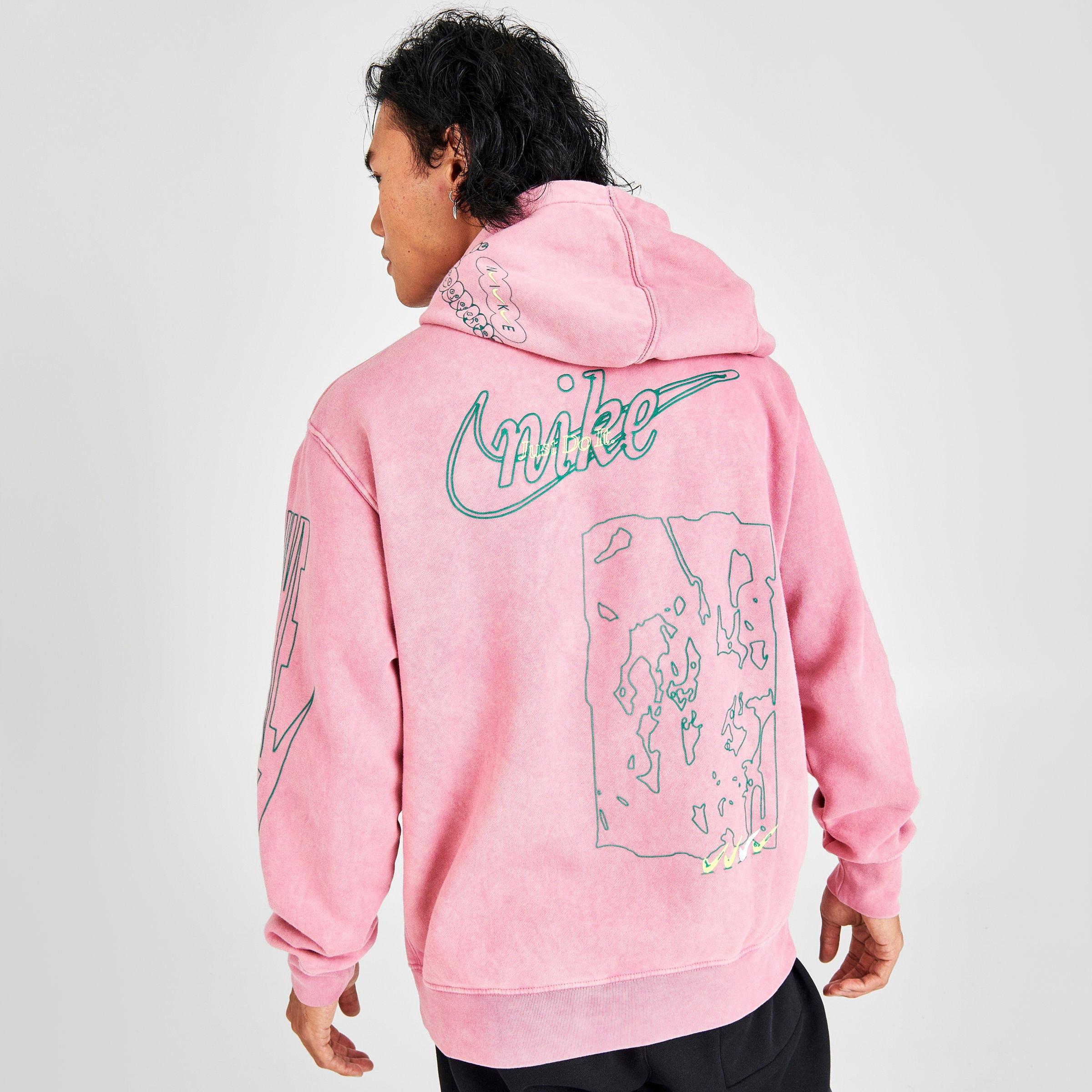 nike club fleece hoodie pink