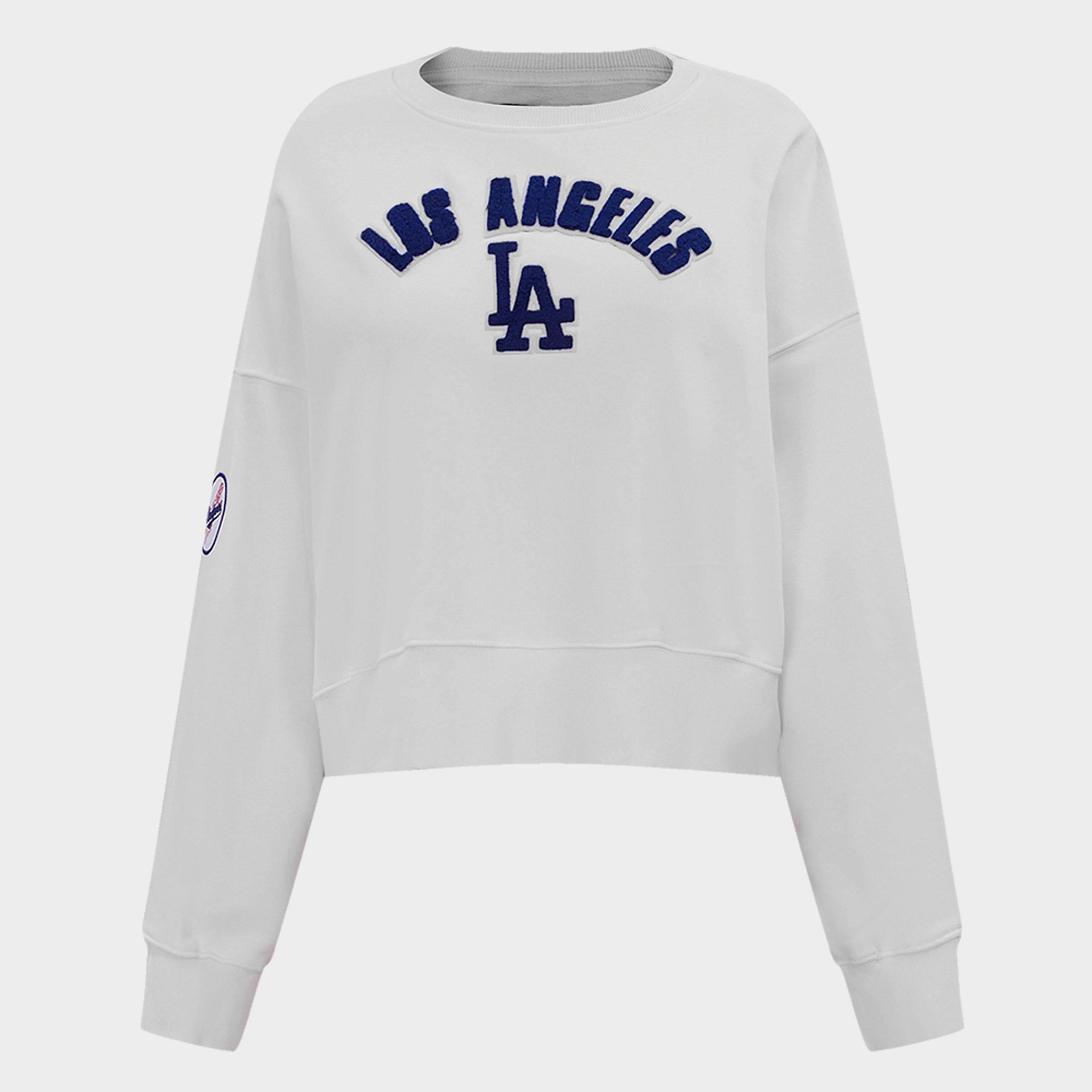 Pro Standard Women's Los Angeles Dodgers Classic Fleece Crewneck Sweatshirt in White Size: XS