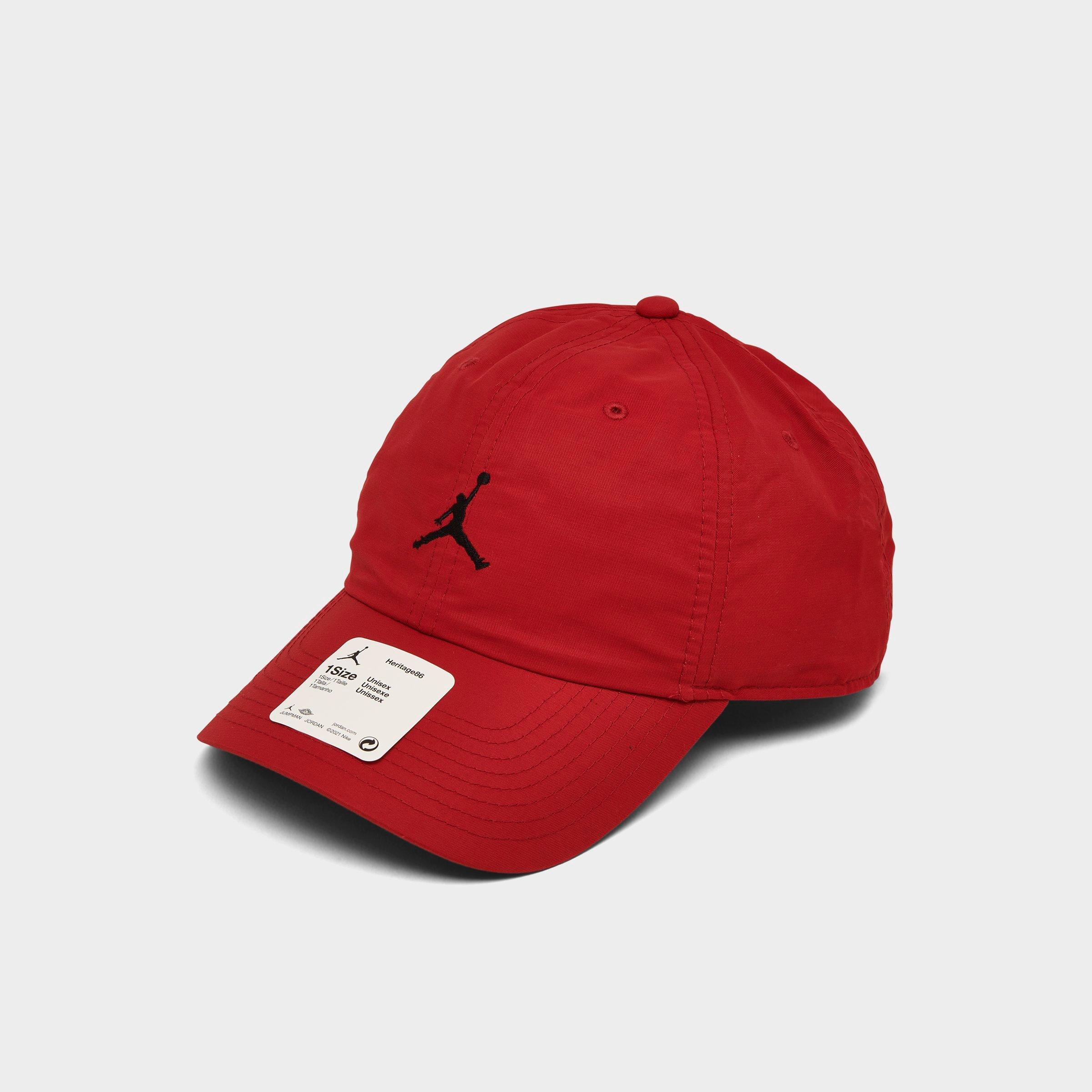 Jordan Jumpman Heritage86 Washed Strapback Hat in Gym Red/Black