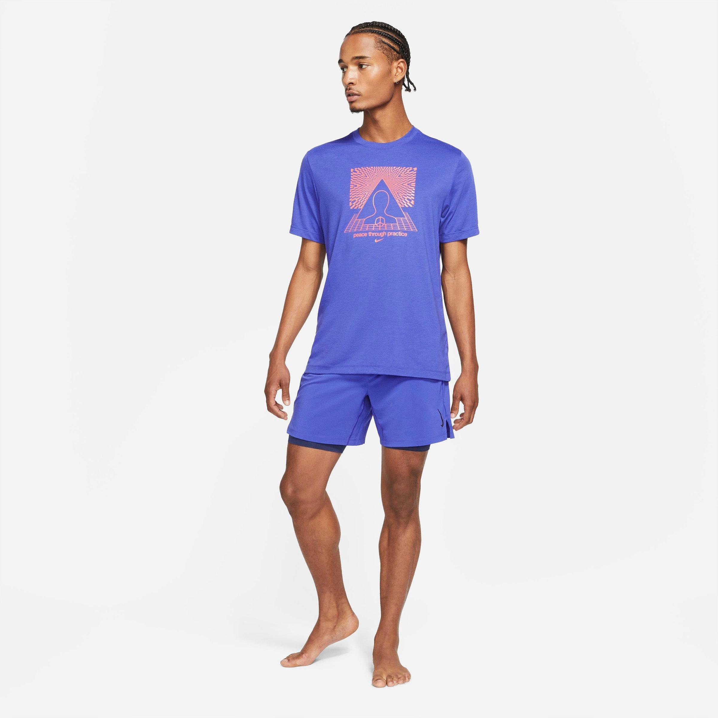 Nike Men's Dri-fit Active 2-in-1 Yoga Shorts In Blue/purple
