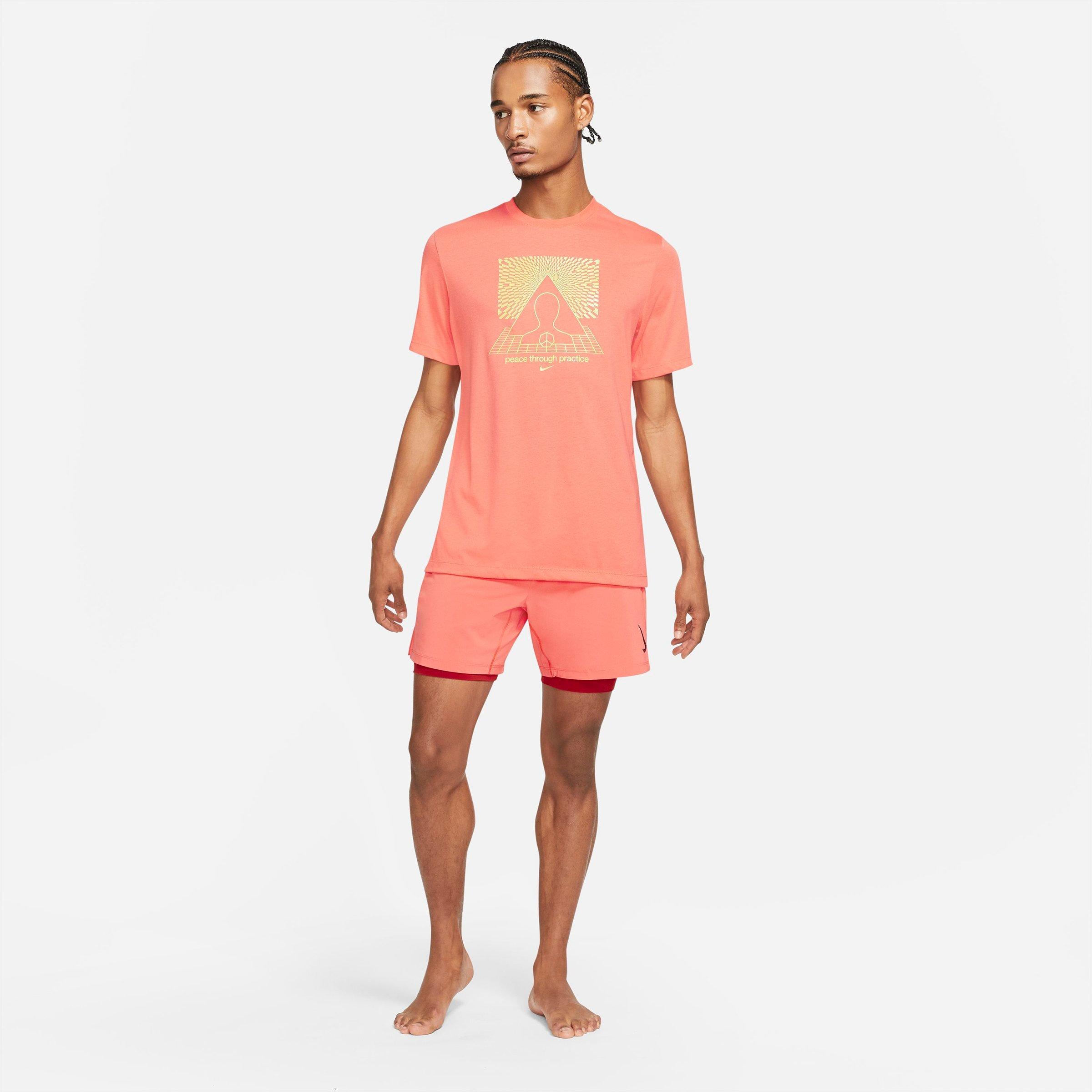 Nike Men's Dri-fit Active 2-in-1 Yoga Shorts In Orange/pink