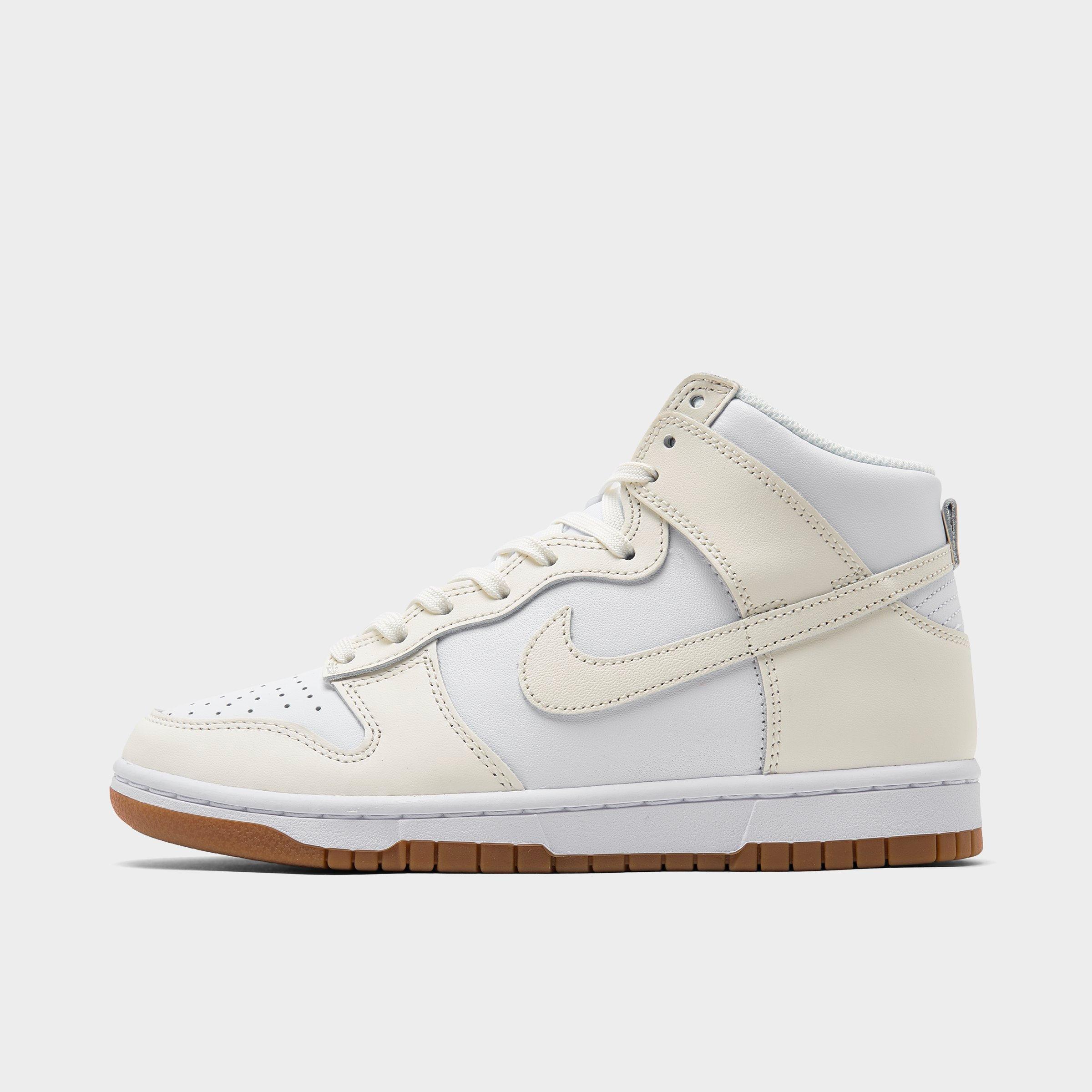 Nike Women's Dunk High Retro Casual Shoes In White/sail/gum Medium Brown