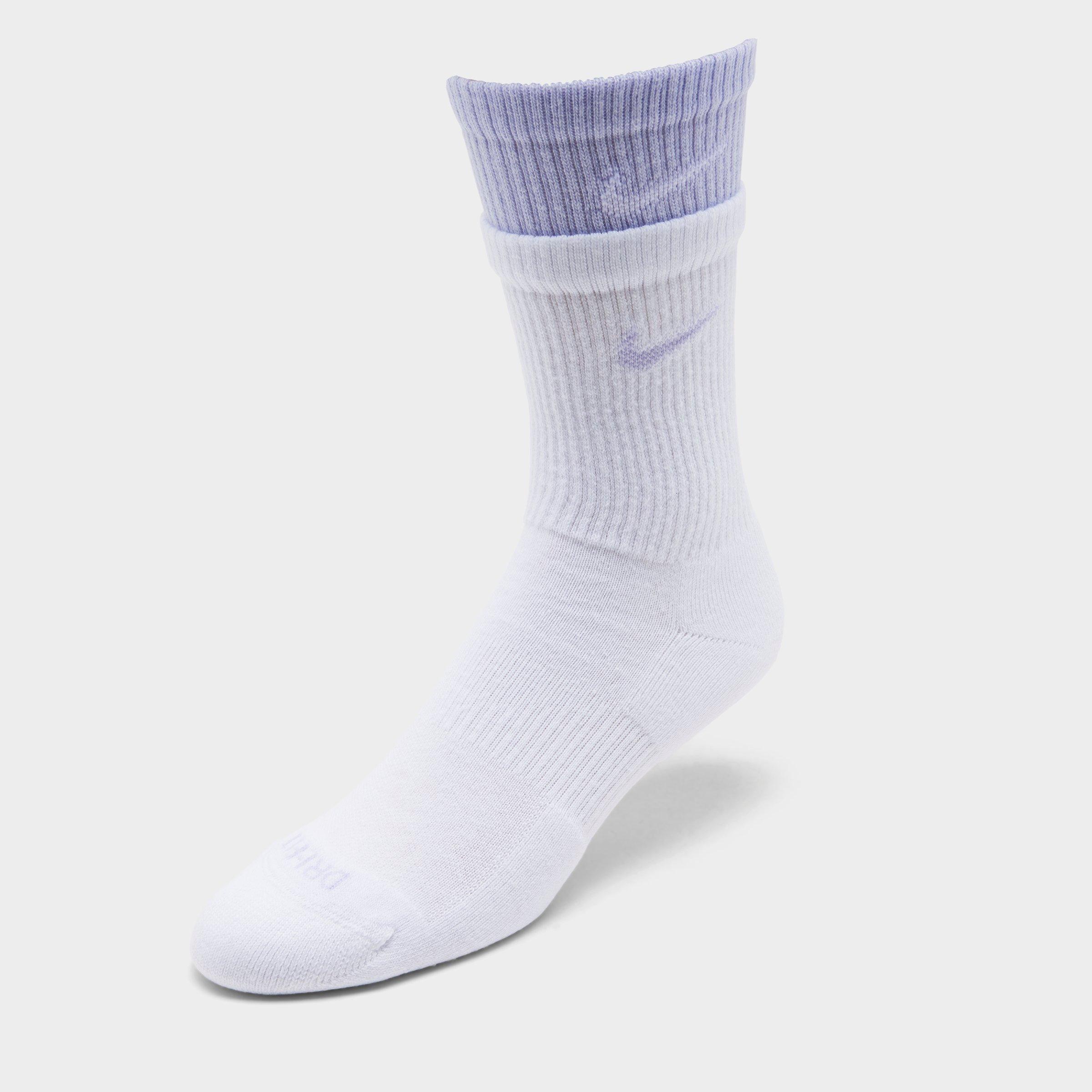 Nike Everyday Plus Cushioned Training Crew Socks In White/purple Chalk/white