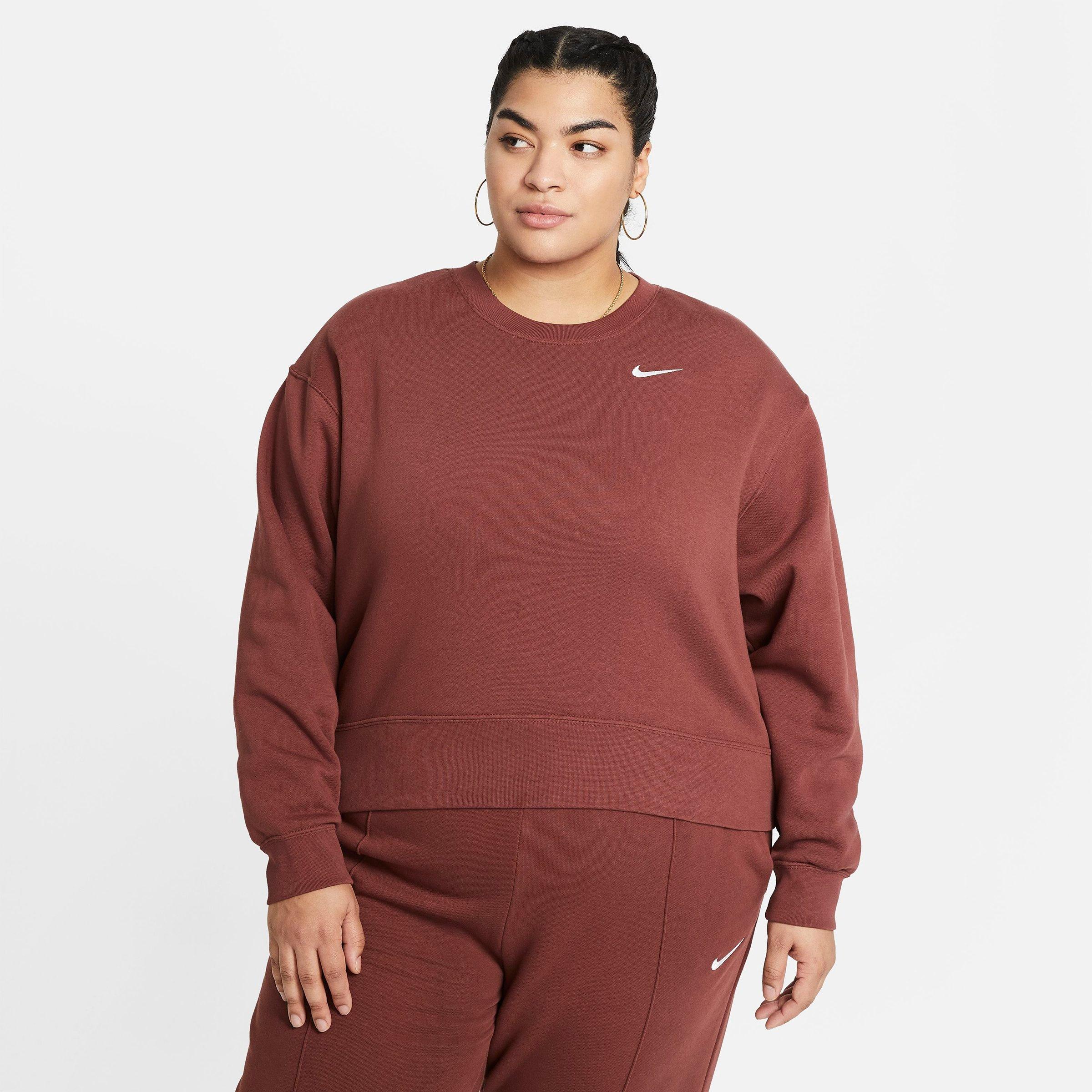 Nike Women's Sportswear Essential Fleece Crewneck Sweatshirt (plus Size) In Dark Pony/white