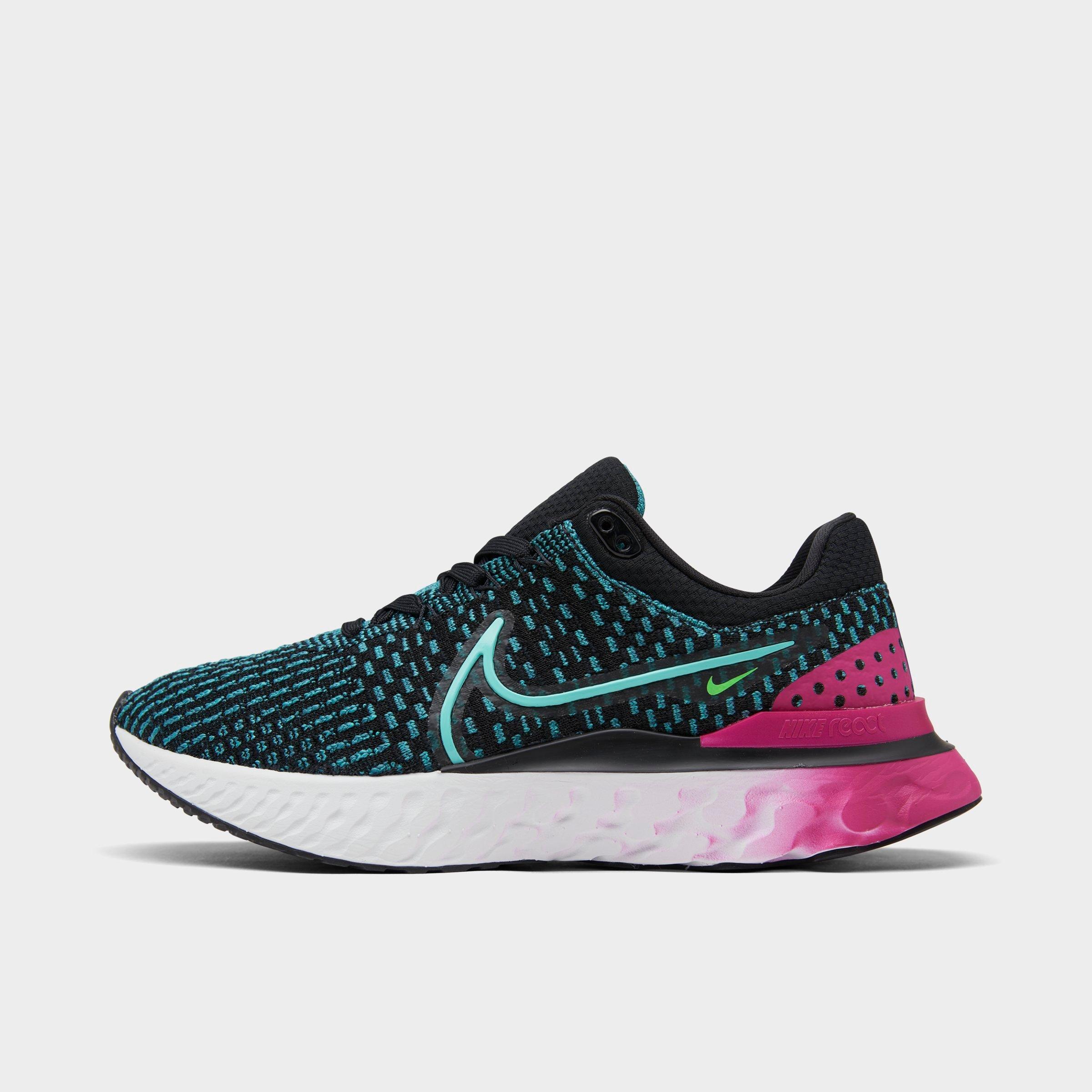 Nike Women's React Infinity 3 Road Running Shoes In Black/pink Prime/washed Teal/dynamic Turquoise