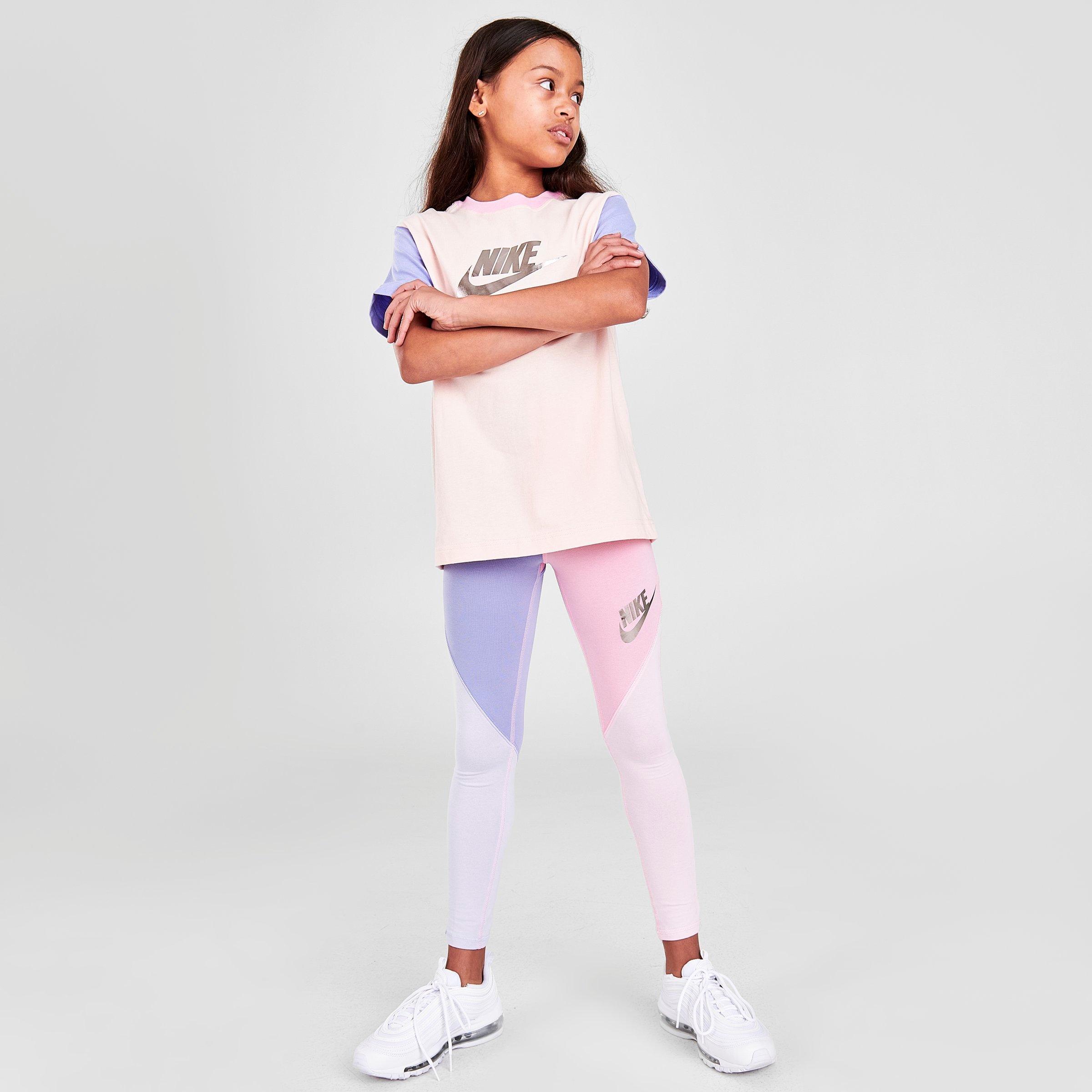Nike Kids'  Girls' Sportswear Favorites High-waisted Leggings In Pink/light Thistle/black