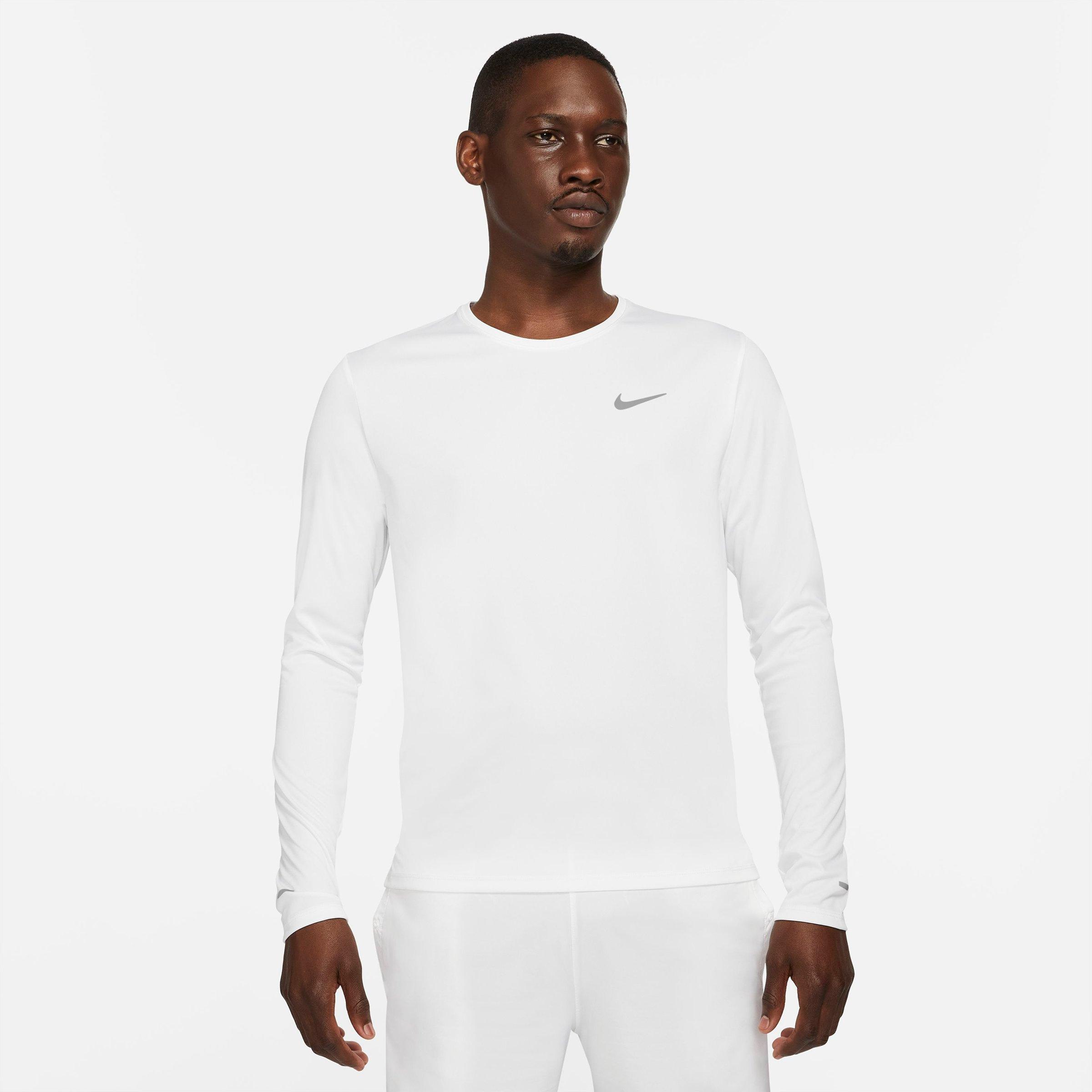 Nike Men's Dri-fit Miler Long-sleeve Running Top In White
