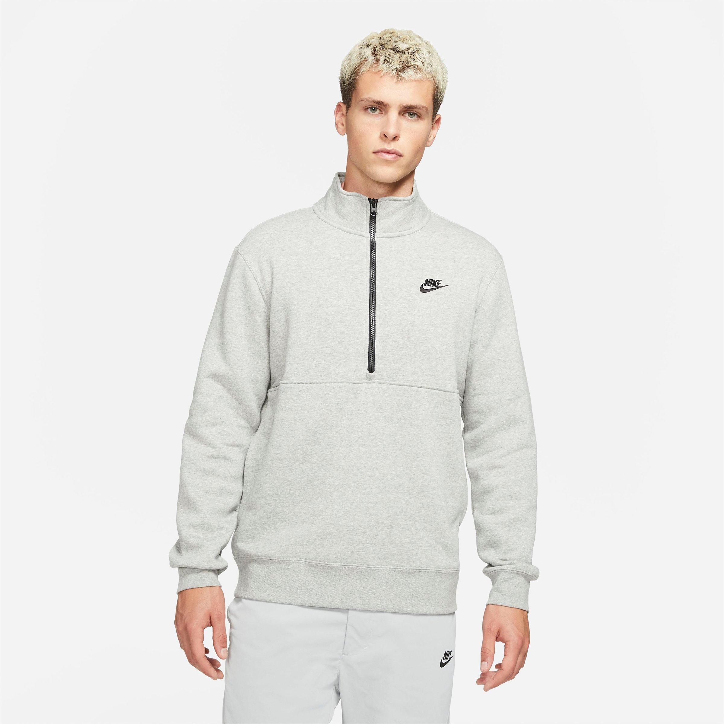 Nike Men's Sportswear Club Half-zip Pullover Jacket In Dark Grey Heather/black/black