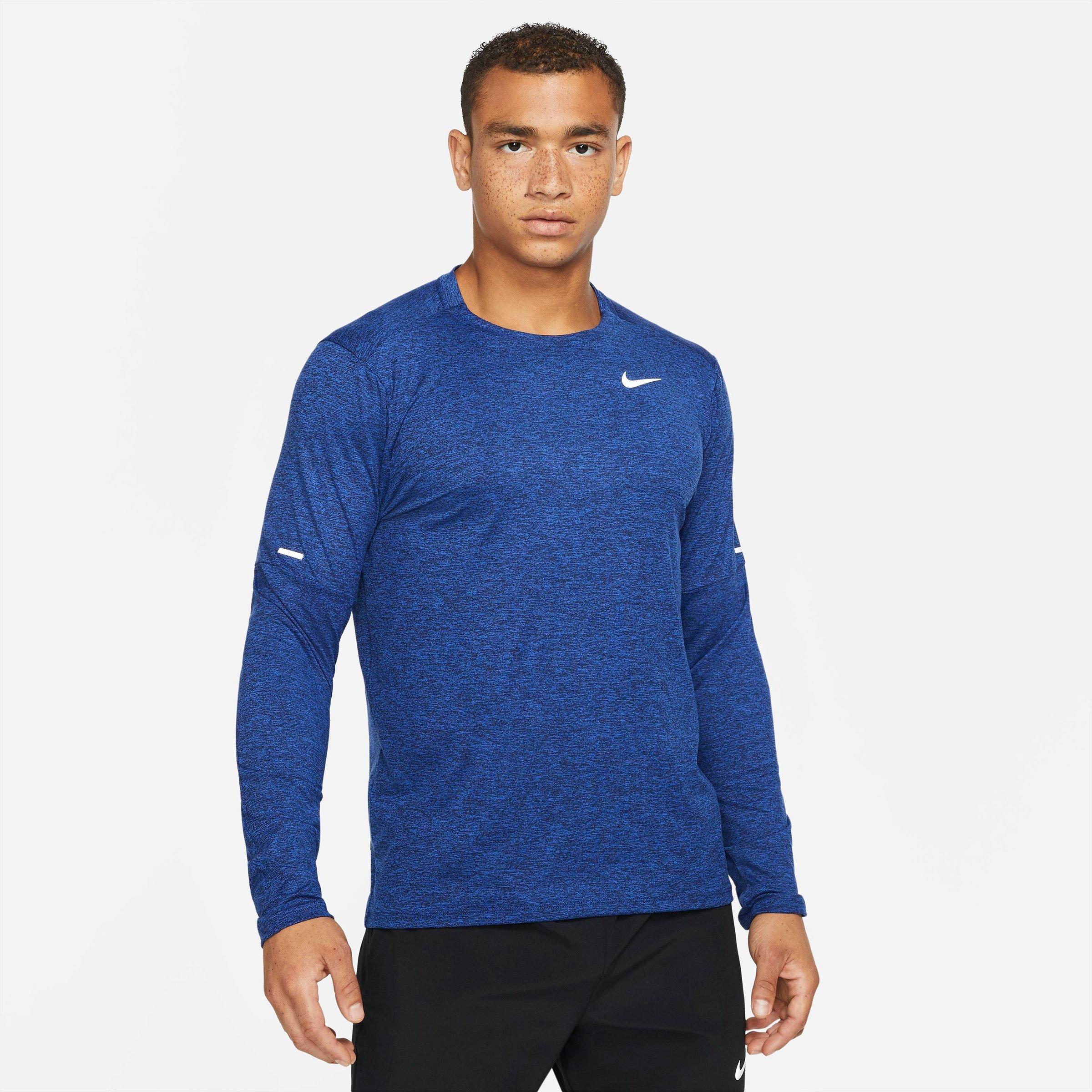Nike Men's Dri-FIT Element Running Crew Top in Blue/Obsidian Size Large Polyester/Spandex/Fiber