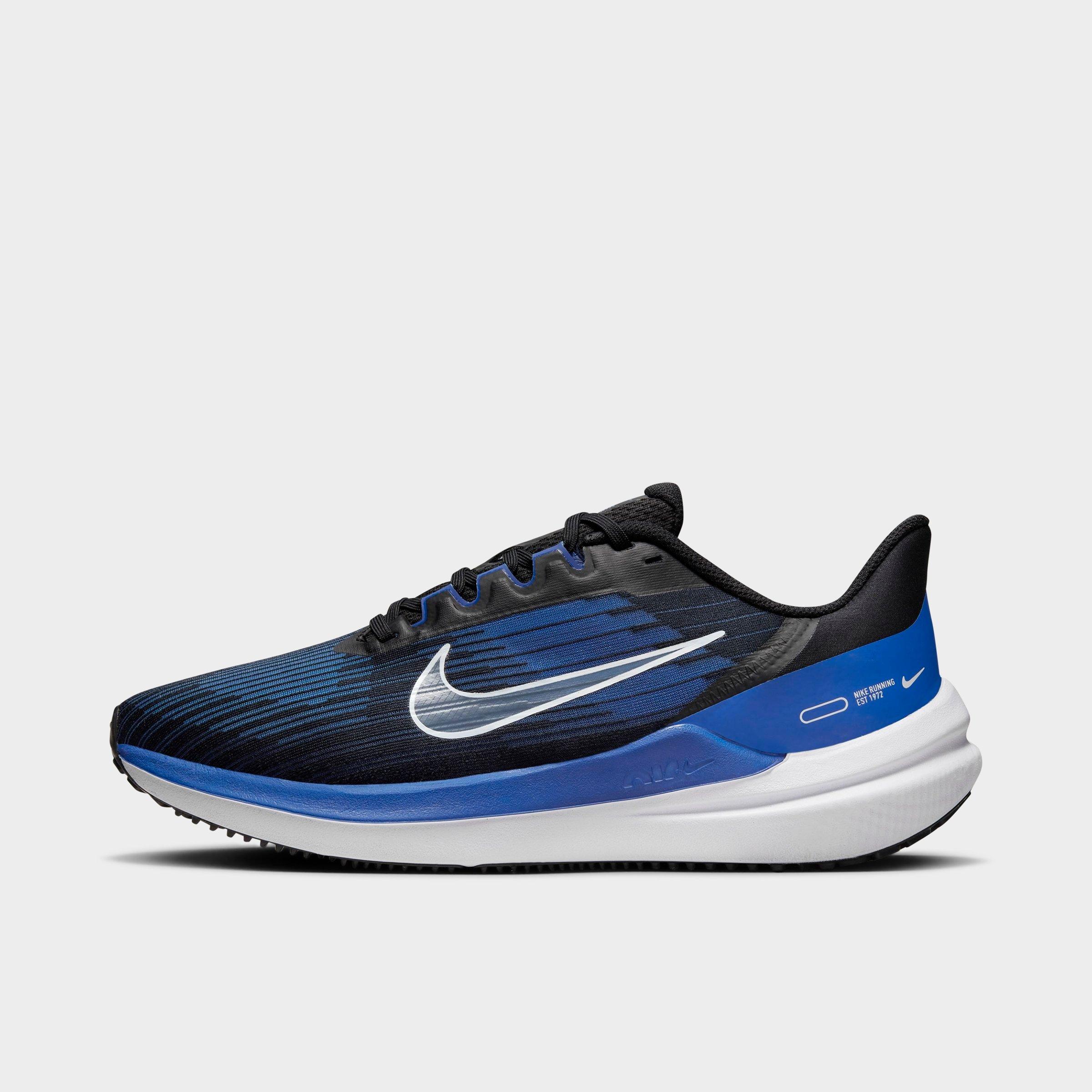 Shop Nike Men's Air Winflo 9 Running Shoes In Black/old Royal/racer Blue/white