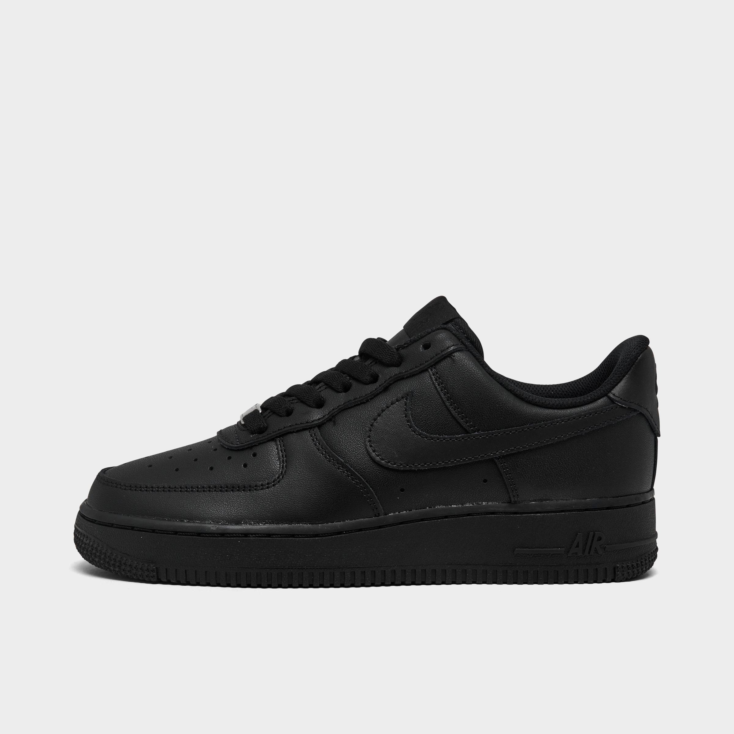 Nike Women's Air Force 1 Low Casual Shoes in Black/Black Size 8 Leather