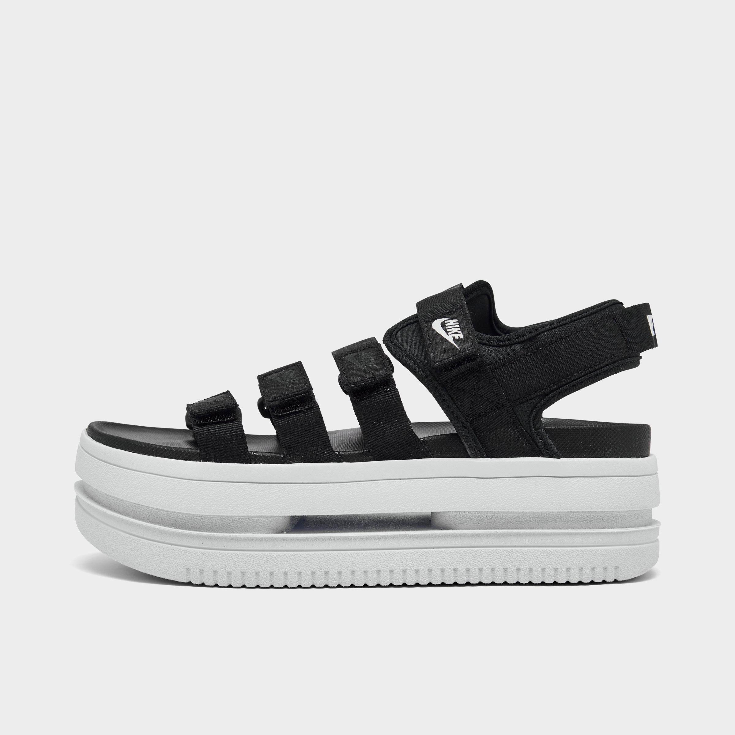 Nike Icon Classic Platform Sandals In Black/white/white