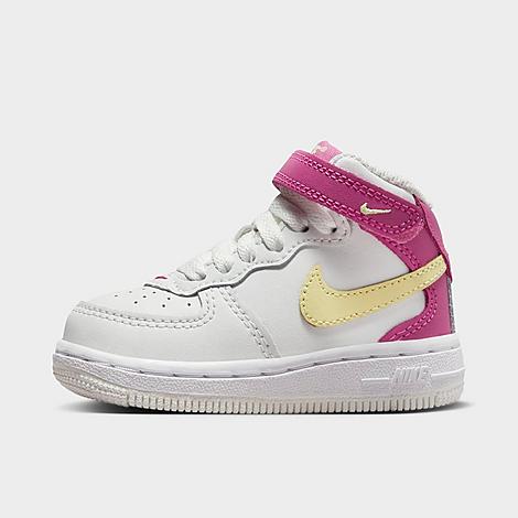 Nike Babies'  Kids' Toddler Air Force 1 Mid Casual Shoes In Summit White/citron Tint/cosmic Fuchsia/white