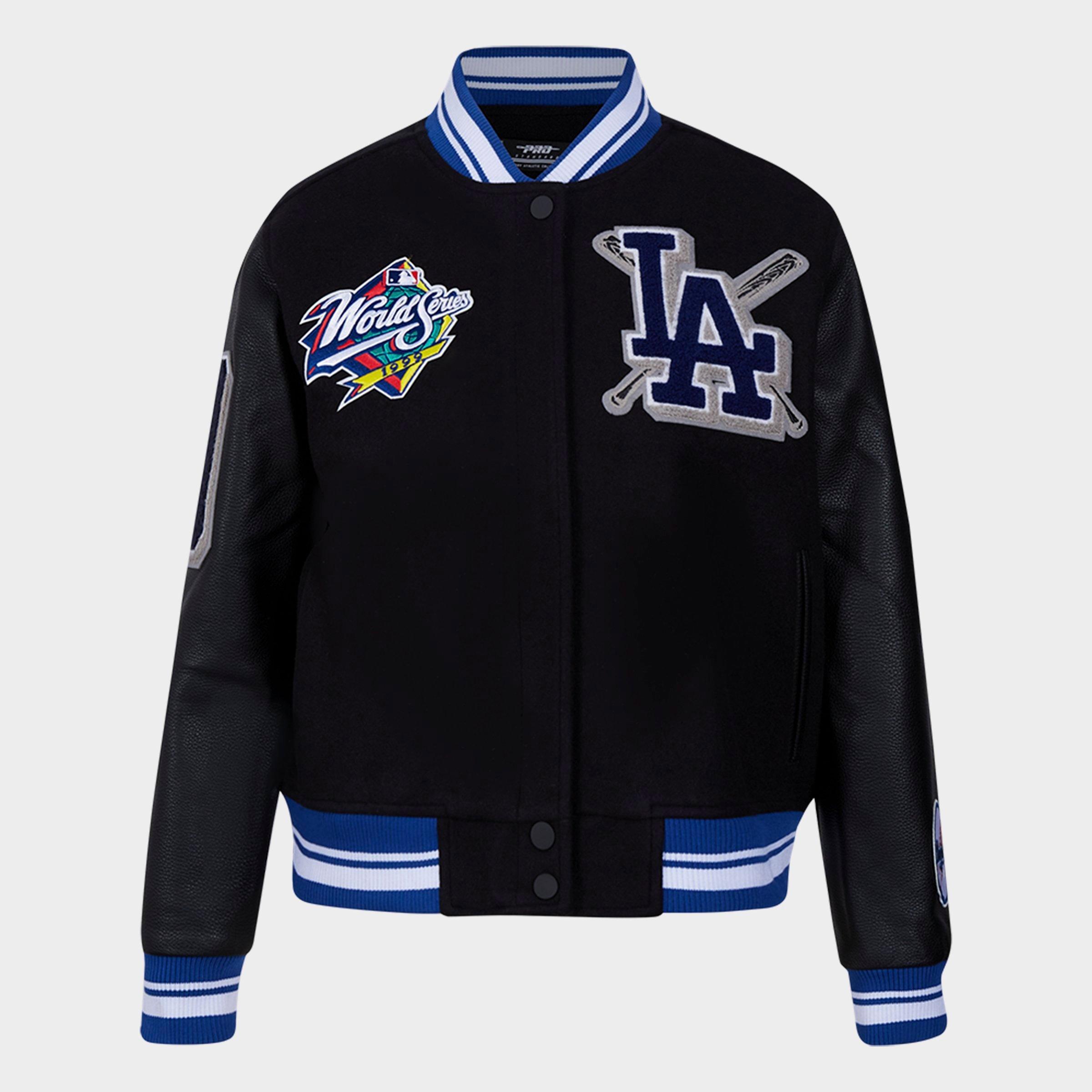 New Era Women's Pro Standard Los Angeles Dodgers MLB Mashup Rib Wool Varsity Jacket in Black/Dodger Blue Size: XS