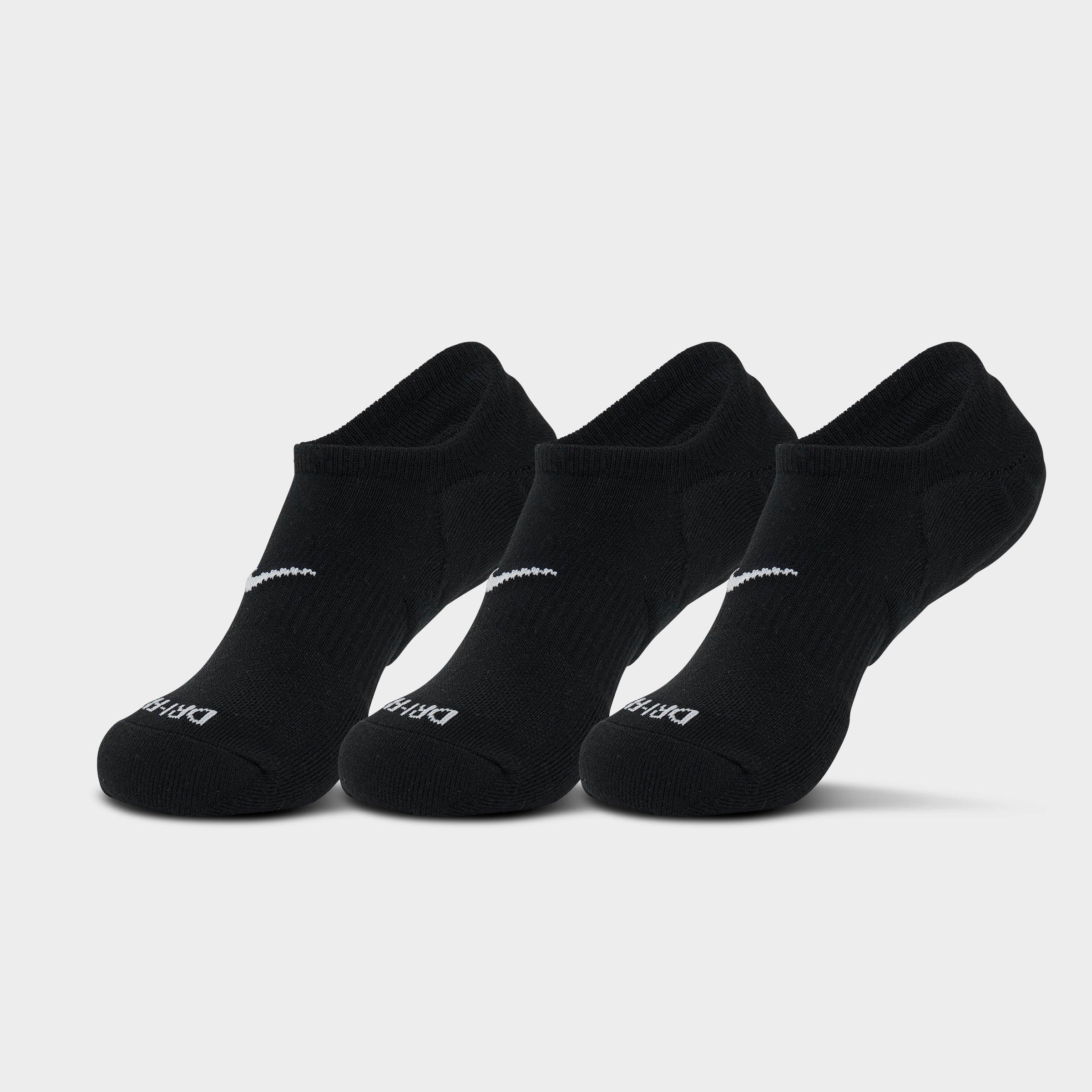 Nike Women's Everyday Plus Cushioned Training Footie Socks (3-Pack) in Black/Black Size Medium Cotton/Polyester/Spandex