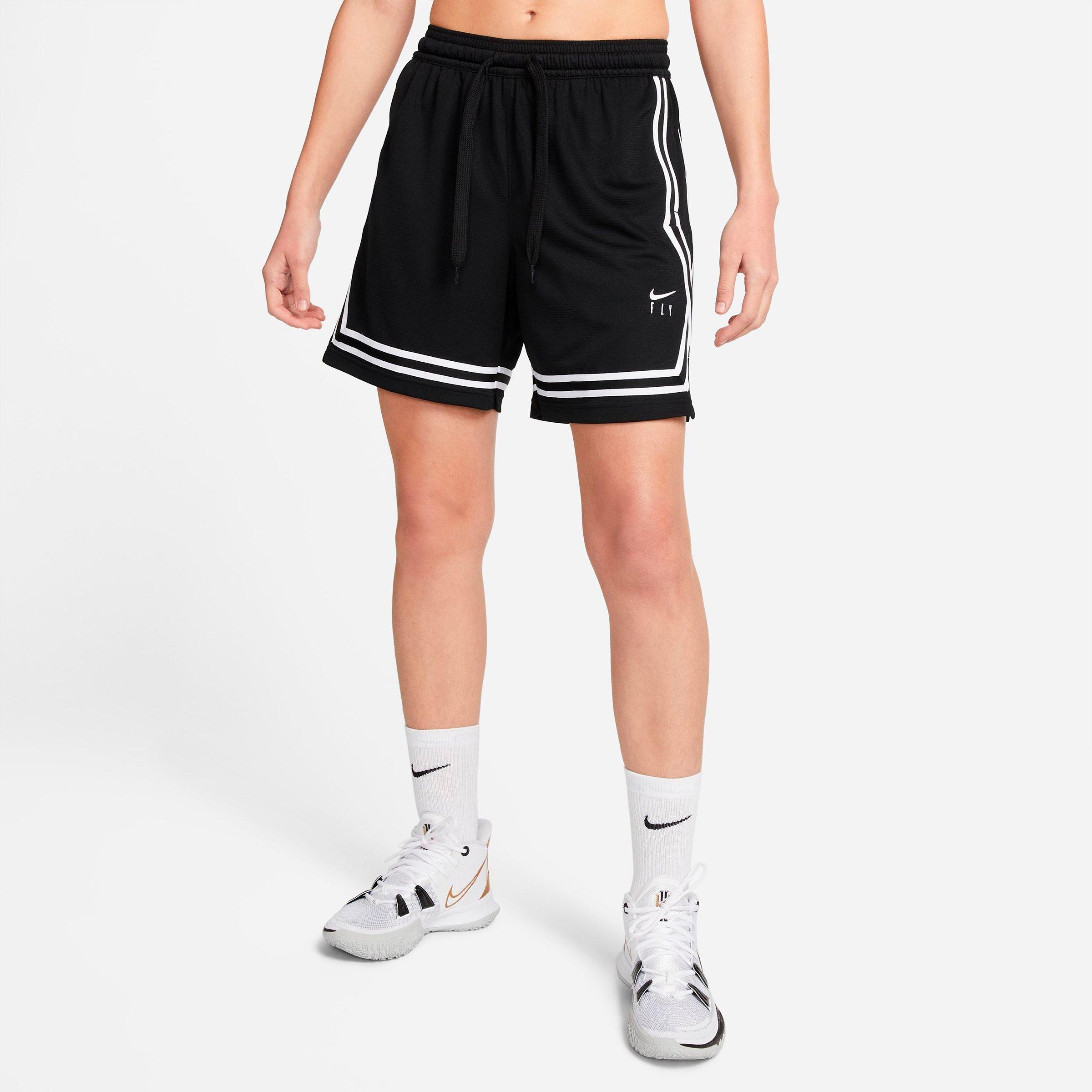 Nike Women's Fly Crossover Basketball Shorts in Black/Black Size Large 100% Polyester/Fiber