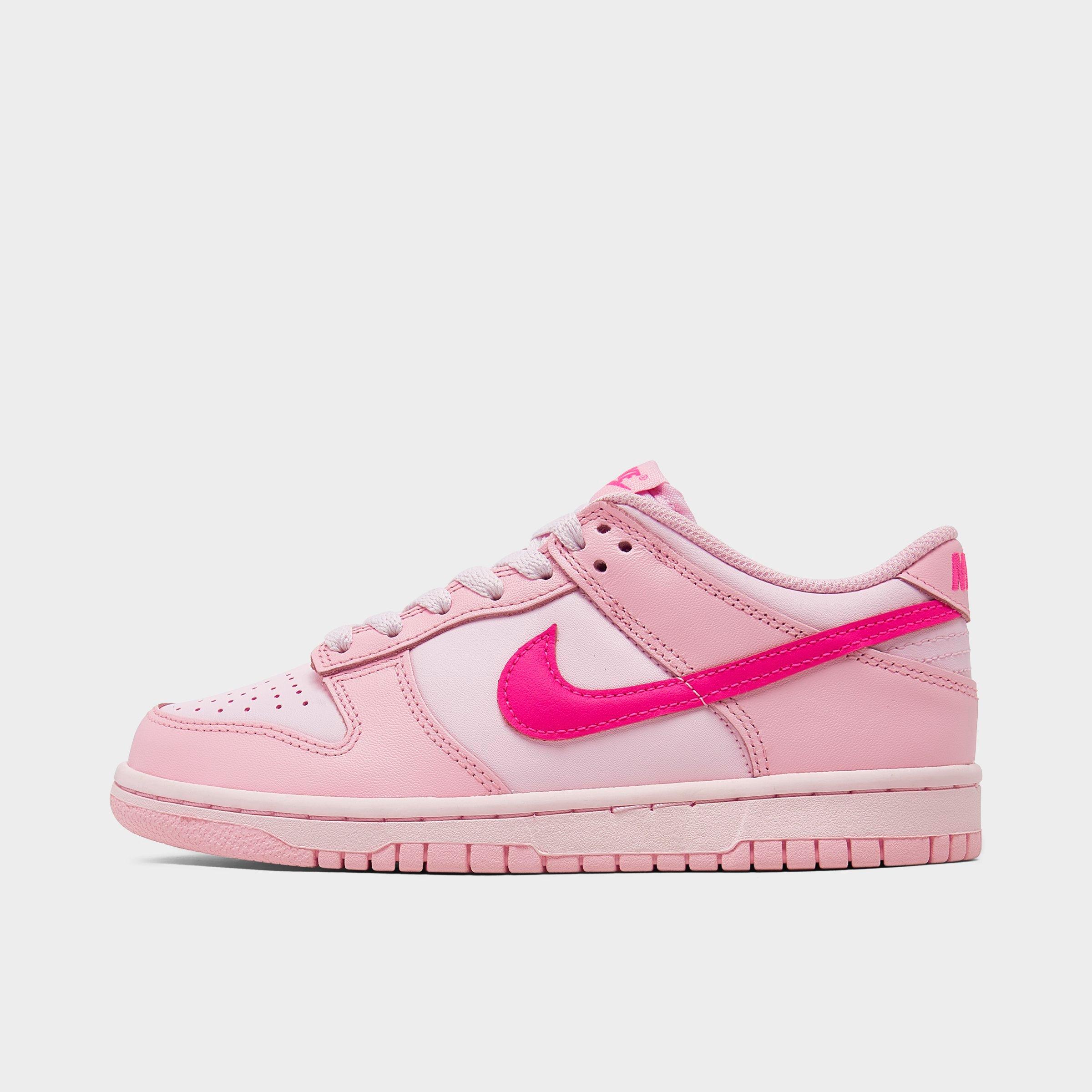 Nike Girls' Big Kids Dunk Low Casual Shoes in Medium Soft Pink/Pink Foam/Hyper Pink Size: 3.5