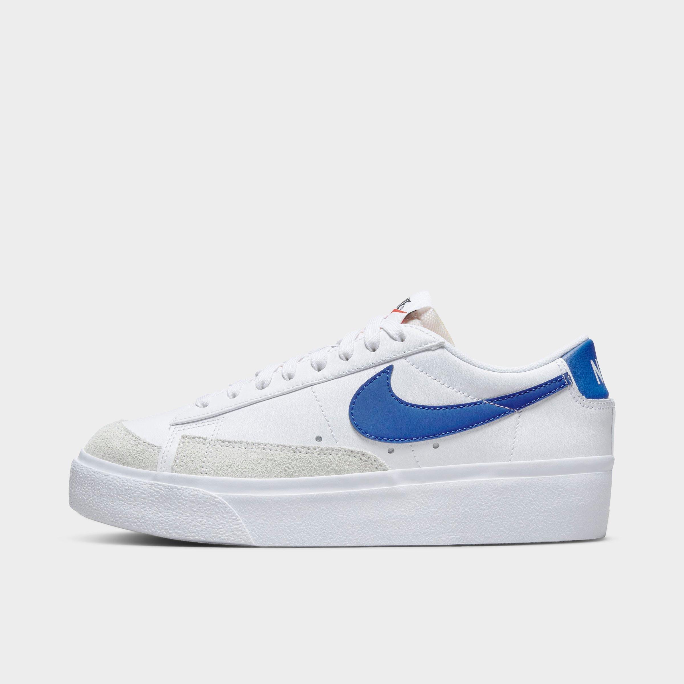 Nike Blazer Low Platform Sneakers In White And Blue In White/game Royal/summit White/team Orange/black