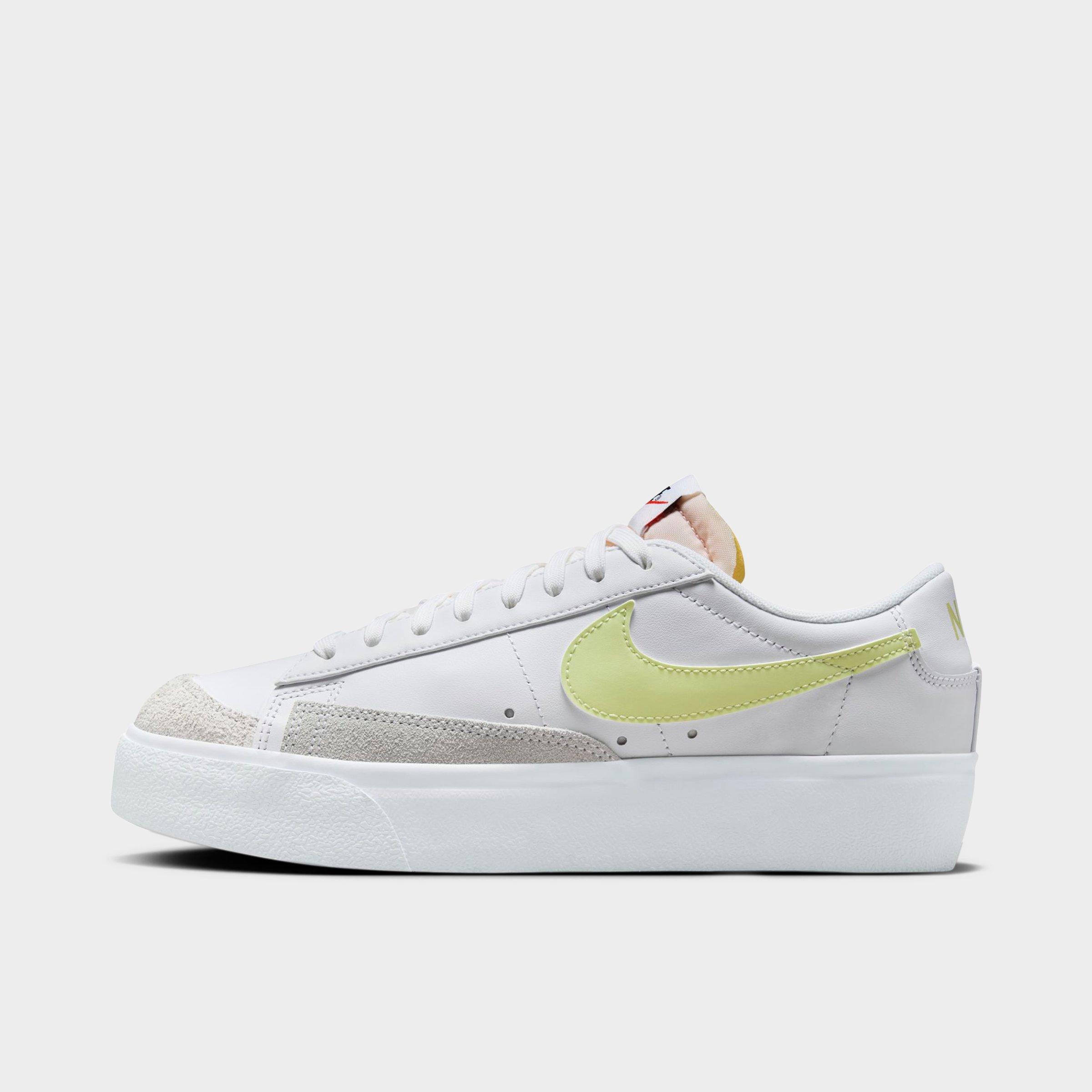 Nike Women's Blazer Low Platform Casual Shoes in White/Life Lime/Team Orange Size: 5.0