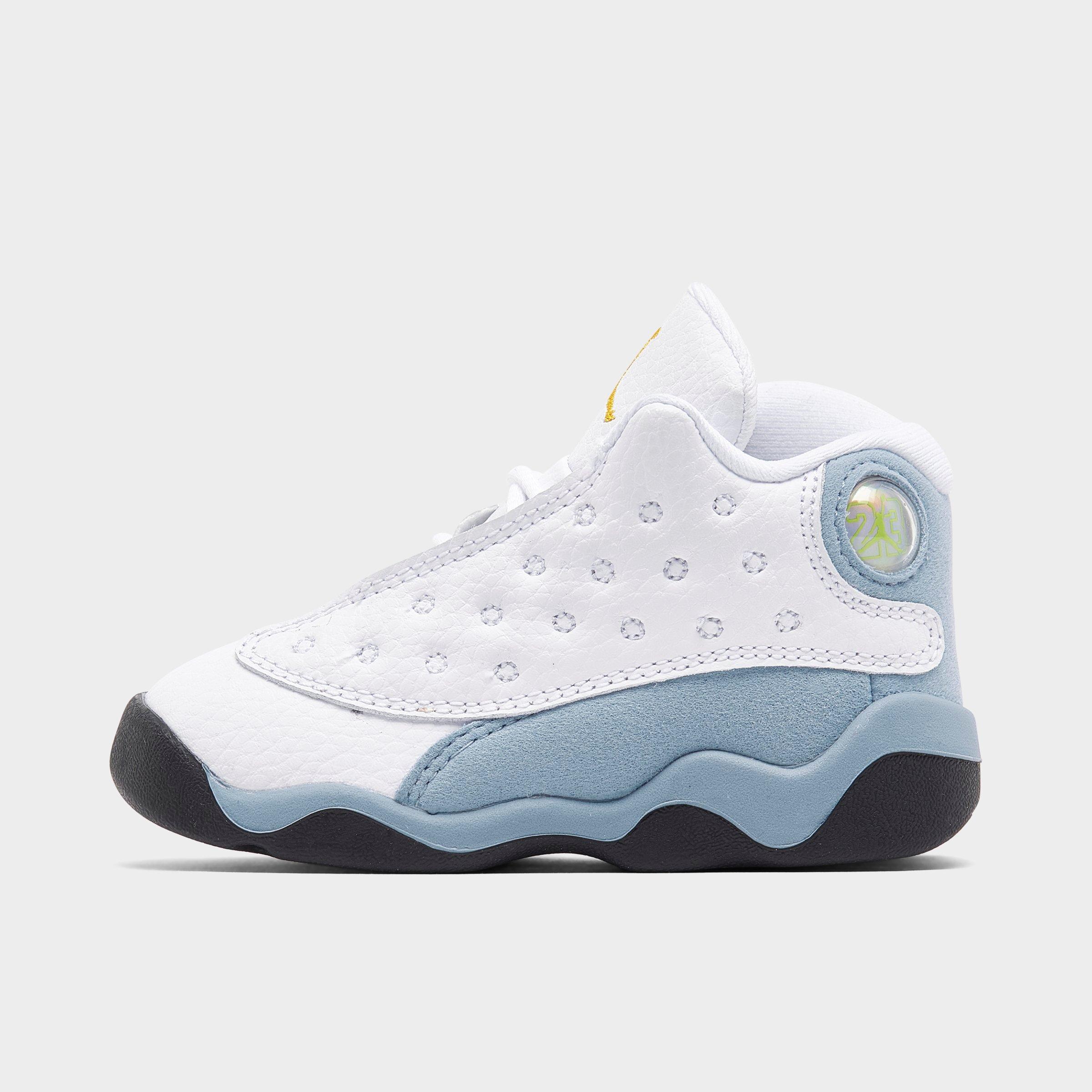 Jordan Kids Toddler Air Retro 13 Basketball Shoes in White/Yellow Ochre/Blue Grey Size: 4.0