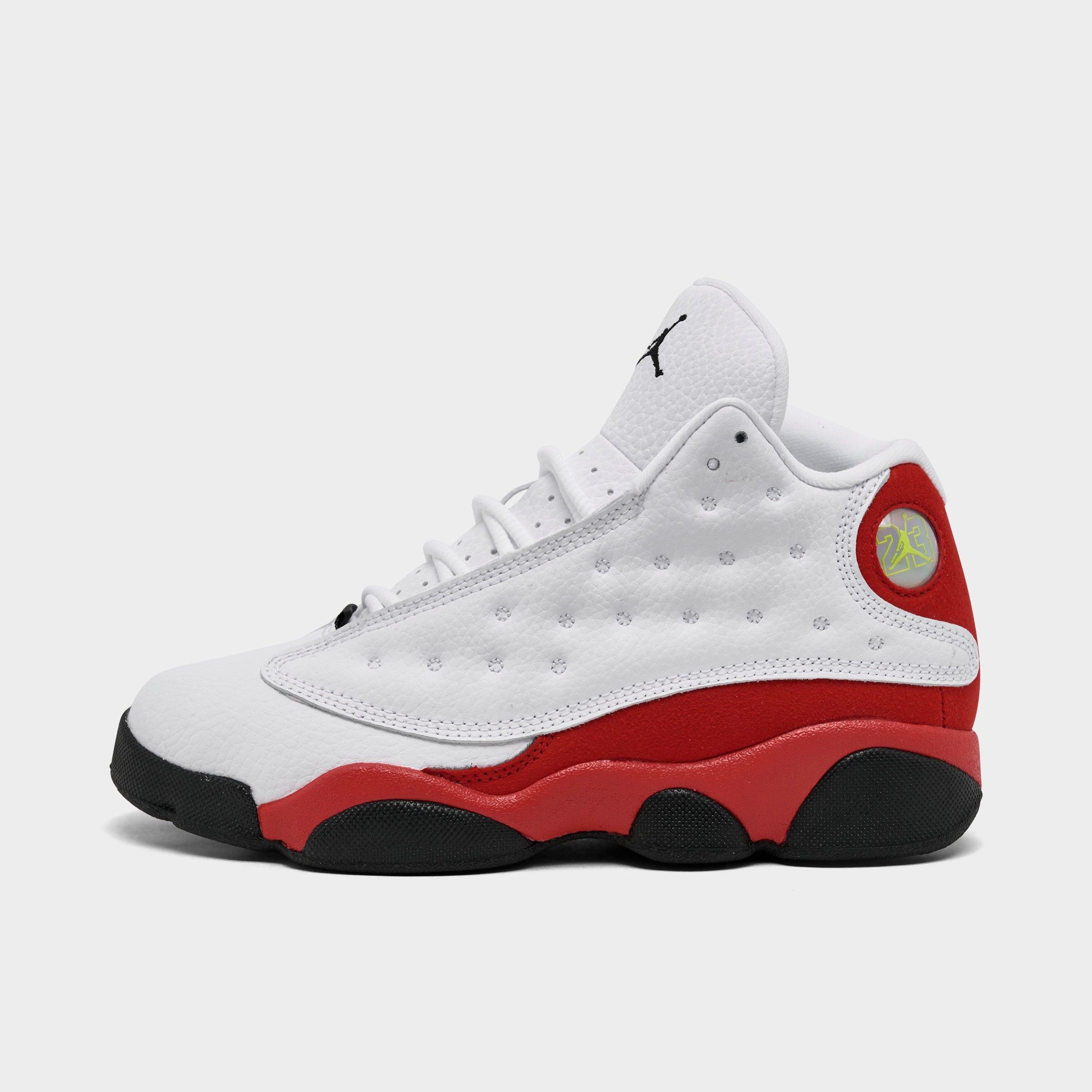 Jordan Little Kids Air Retro 13 Basketball Shoes in White/Black/True Red Size: 1.0
