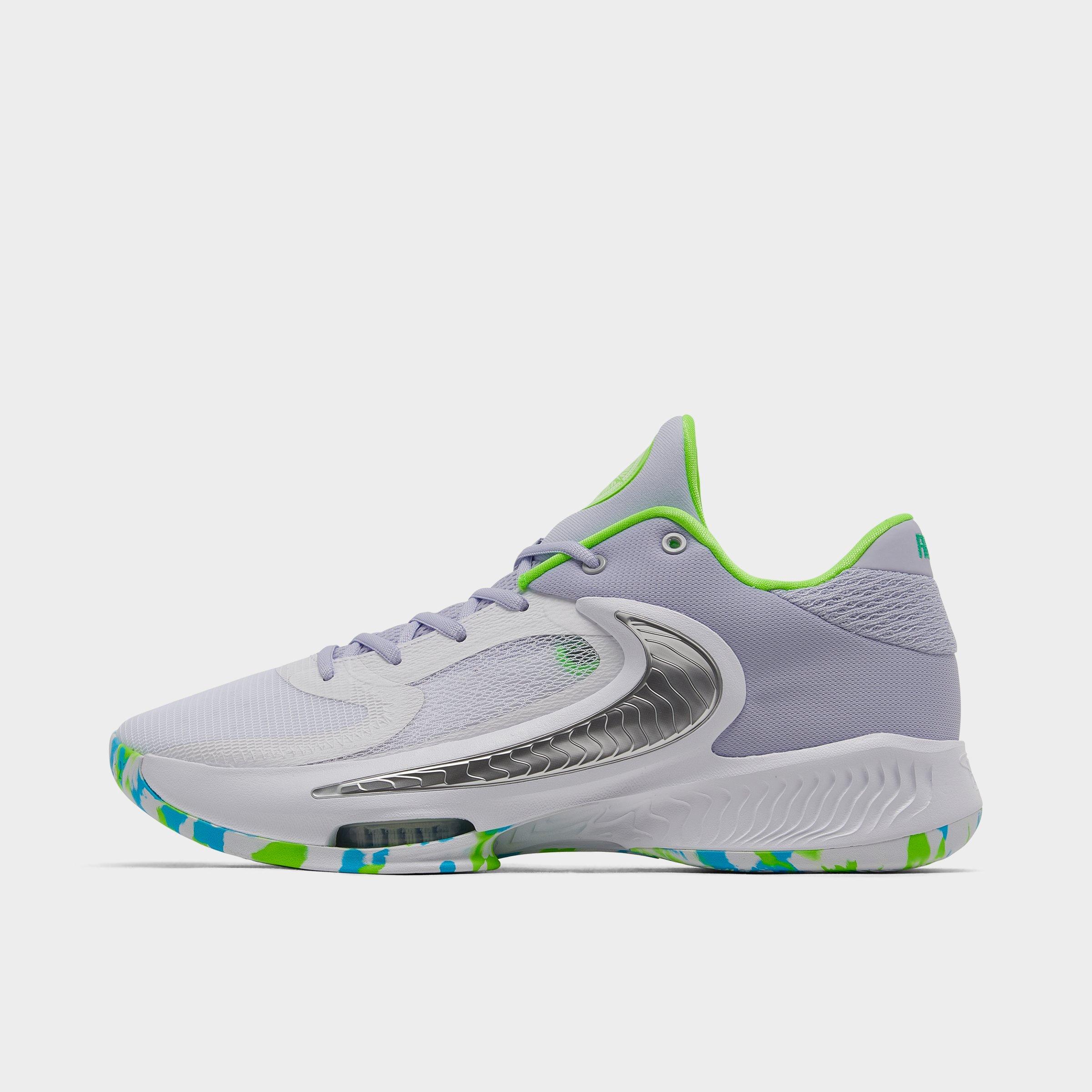 Nike Zoom Freak 4 Basketball Shoes In White/oxygen Purple/black/stadium Green