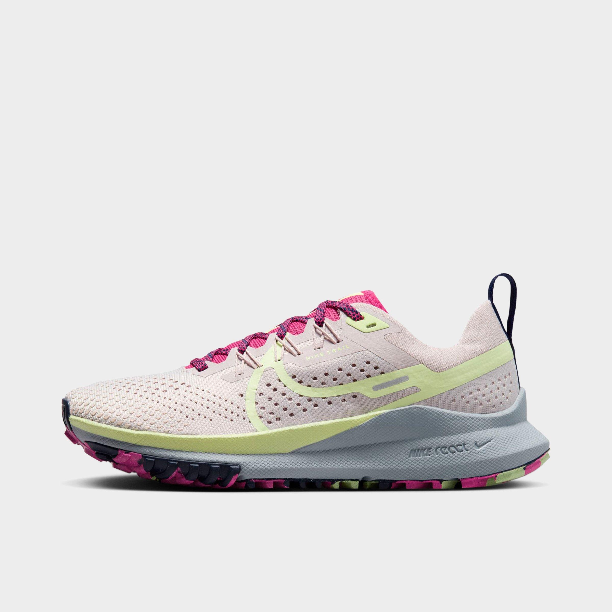 Shop Nike Women's React Pegasus Trail 4 Trail Running Shoes In Platinum Violet/luminous Green/purple Ink/fierce Pink