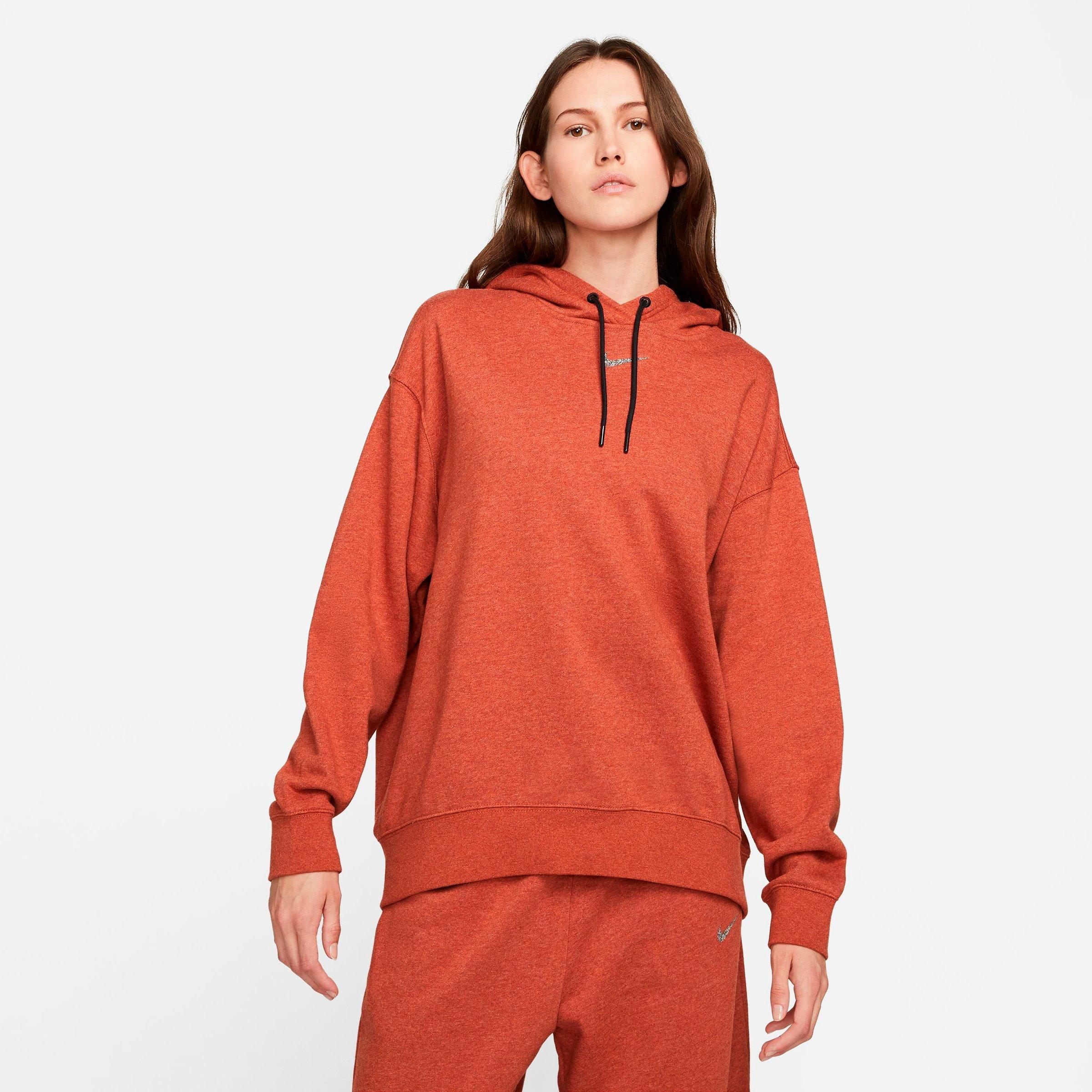 Nike Women's Sportswear Collection Essentials Recycled French Terry Hoodie In Burnt Sunrise/heather/white