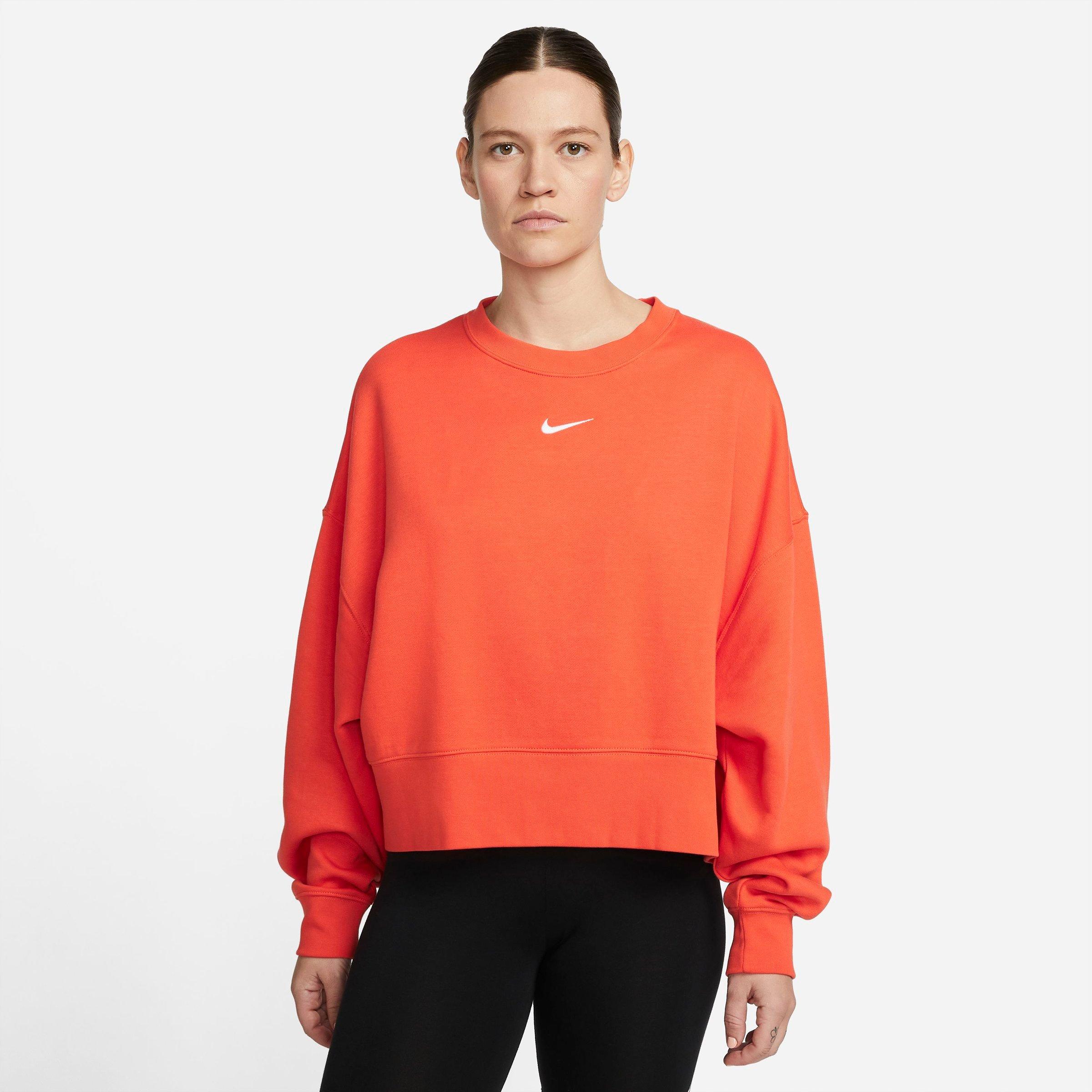 Nike Sportswear Collection Essentials Women's Oversized Fleece Crew Sweatshirt In Orange/white