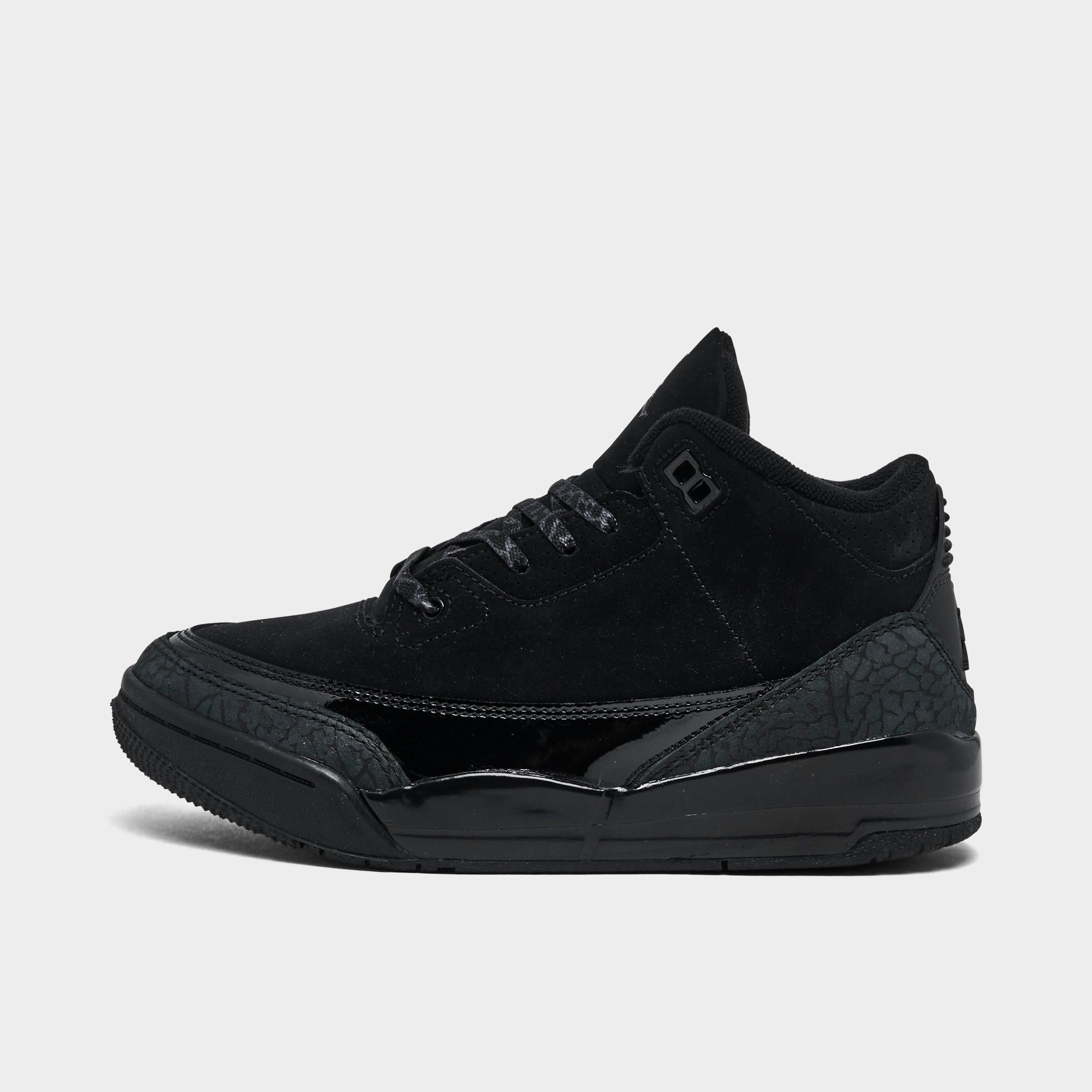 Jordan Little Kids' Air Retro 3 Basketball Shoes in Black/Black Size 3.0 Leather