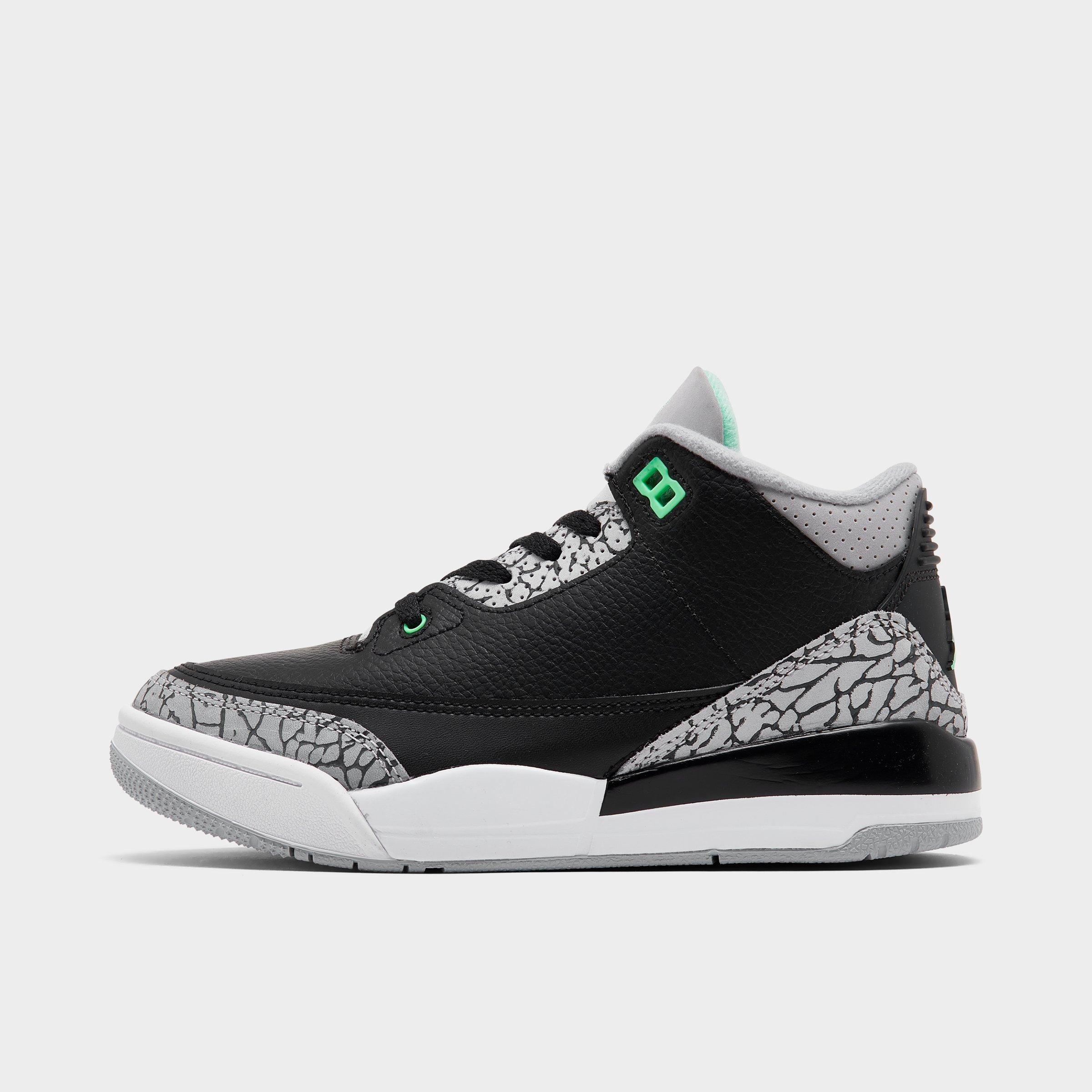 Nike Jordan Little Kids' Air Retro 3 Basketball Shoes In Black/green Glow/wolf Grey/white