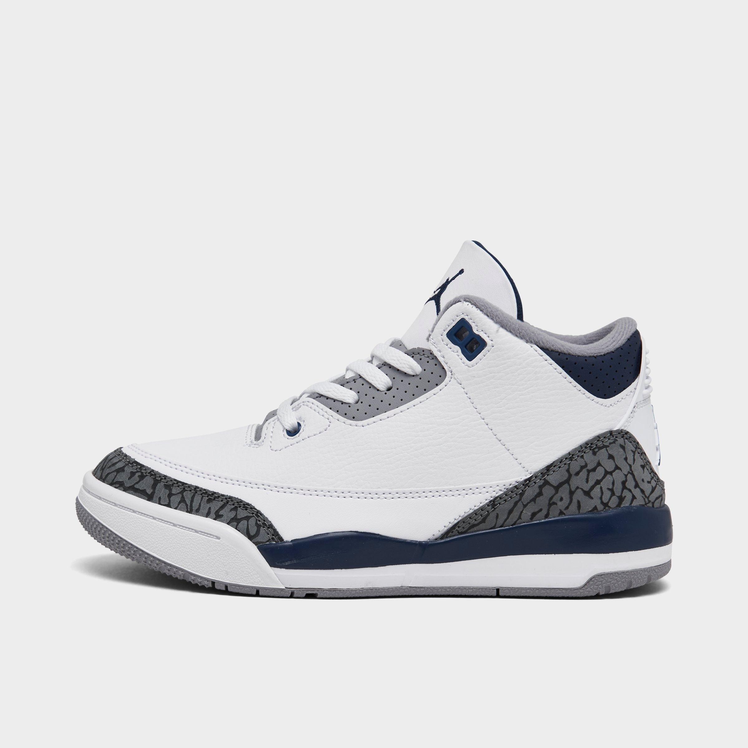 Nike Jordan Little Kids' Air Retro 3 Basketball Shoes In White/midnight Navy/cement Grey/black