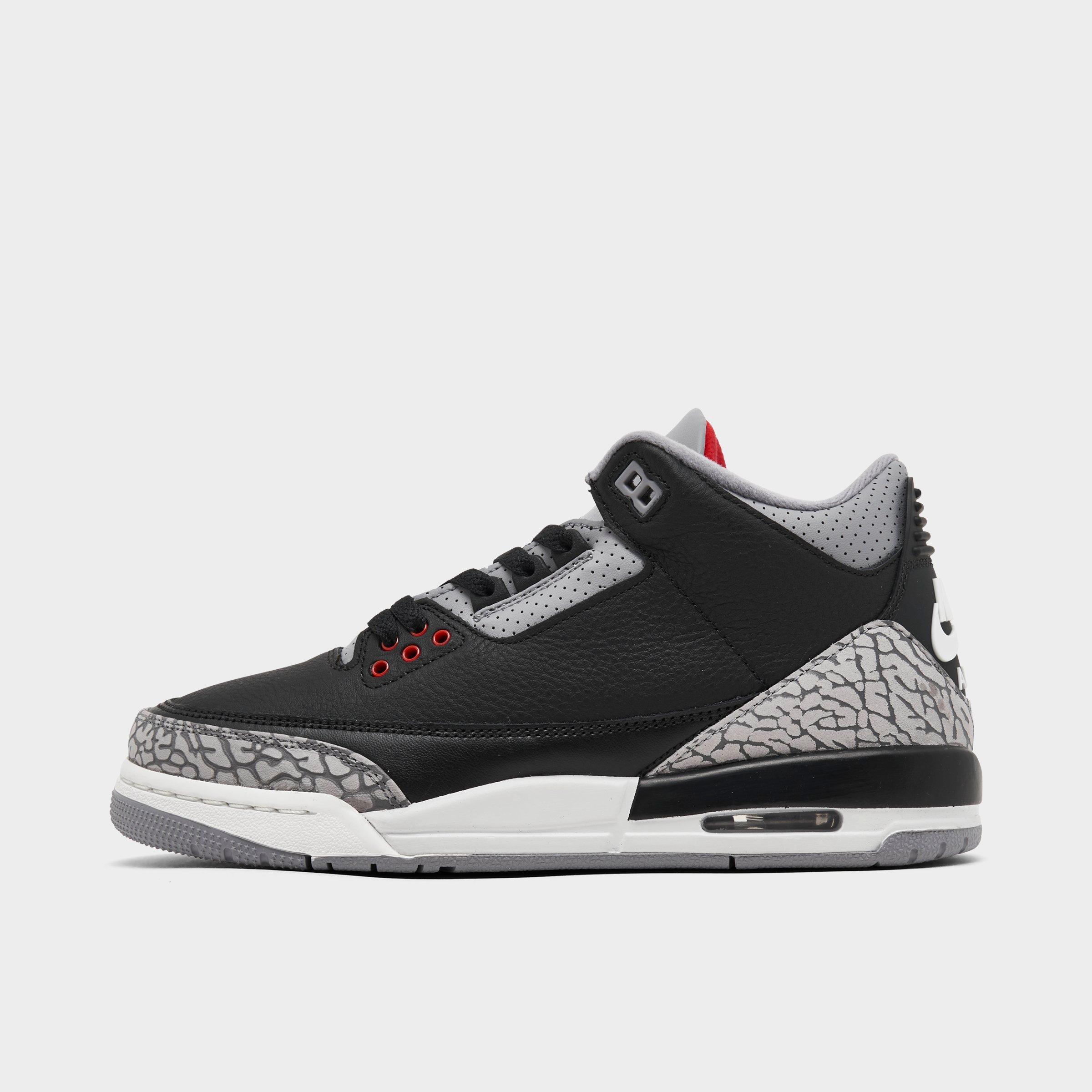 Nike Jordan Big Kids' Air Retro 3 Basketball Shoes In Black/fire Red/cement Grey/sail