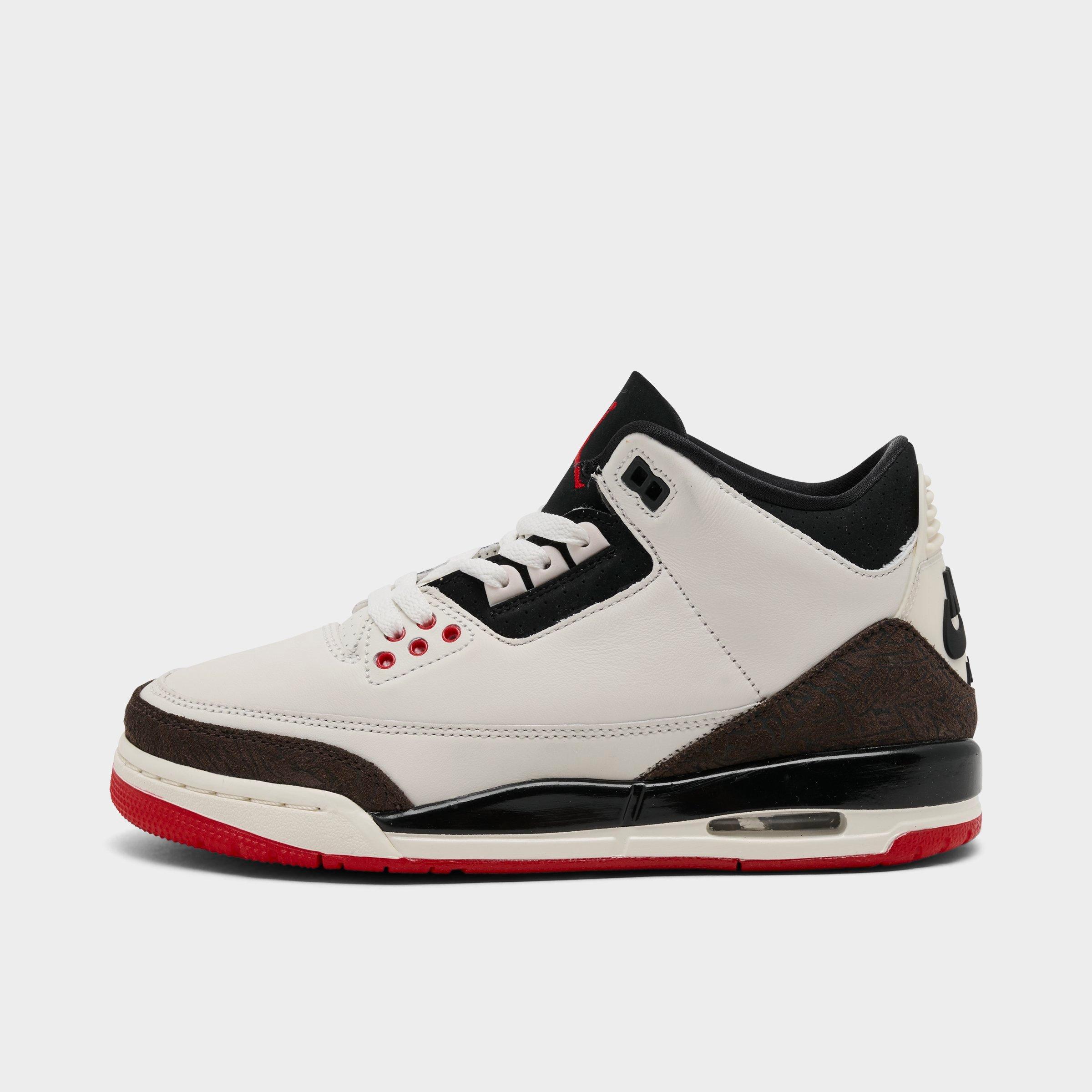 Jordan Big Kids Air Retro 3 Basketball Shoes in Sail/Black/University Red Size: 5.0