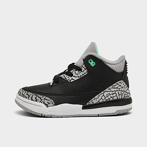 Nike Babies' Jordan Kids' Toddler Air Retro 3 Basketball Shoes In Black/green Glow/wolf Grey/white