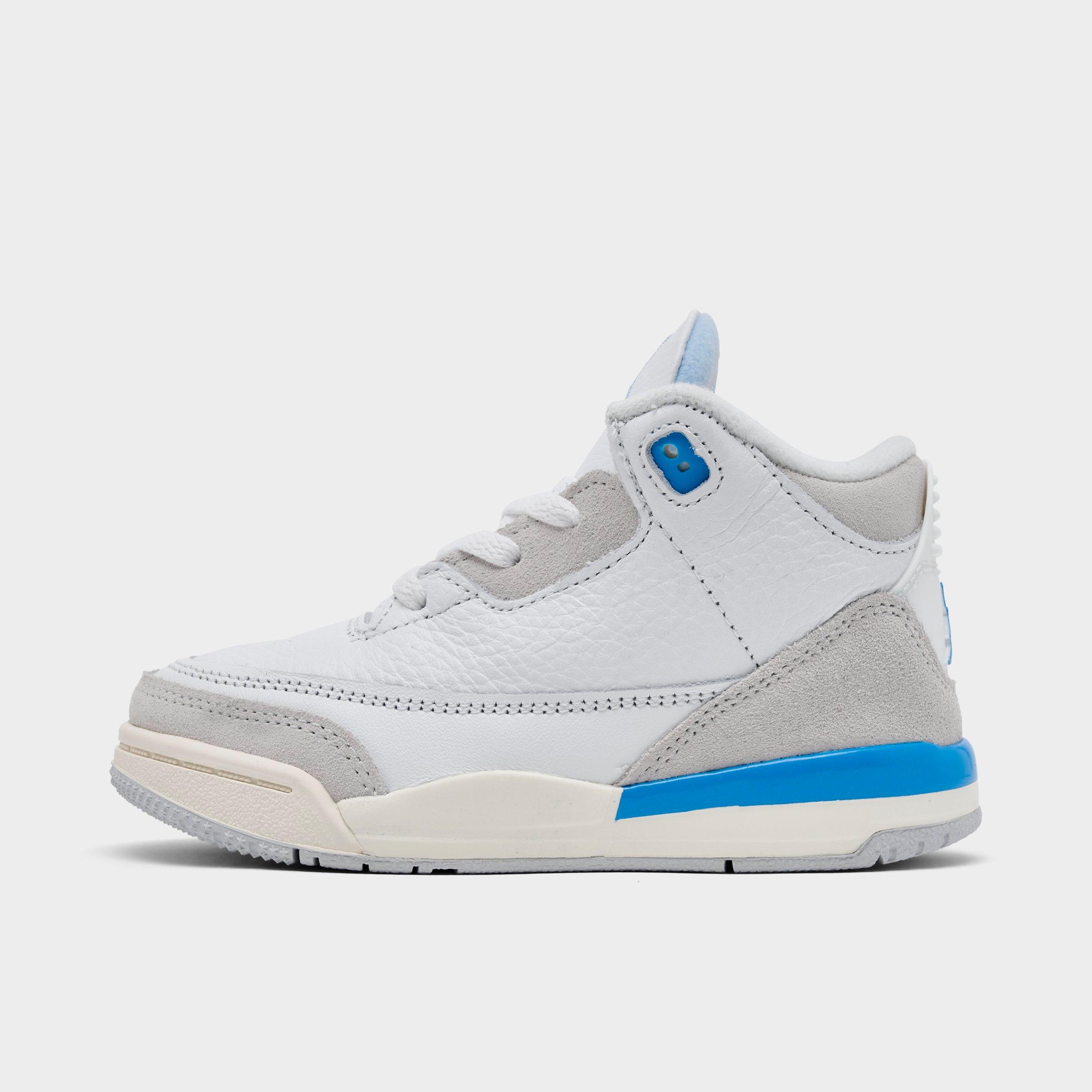Jordan Kids Toddler Air Retro 3 Basketball Shoes in Summit White/Hydrogen Blue/Legend Blue Size: 4.0