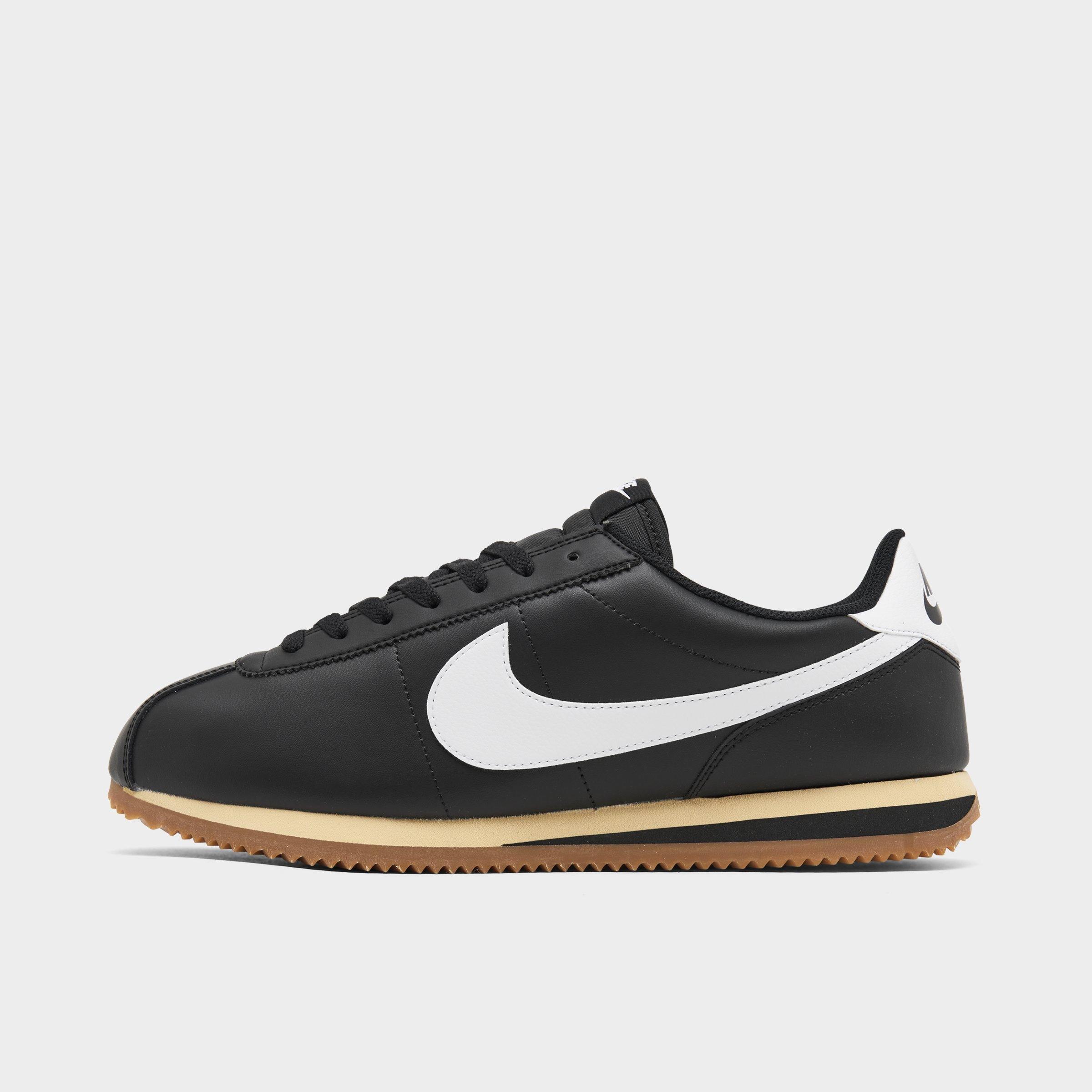 Nike Men's Cortez Leather Shoes In Black/sesame/white/gum Medium Brown