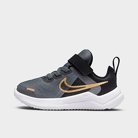 Nike Babies' Downshifter 12 Big Kids' Road Running Shoes In Cool Grey/black/white/metallic Gold