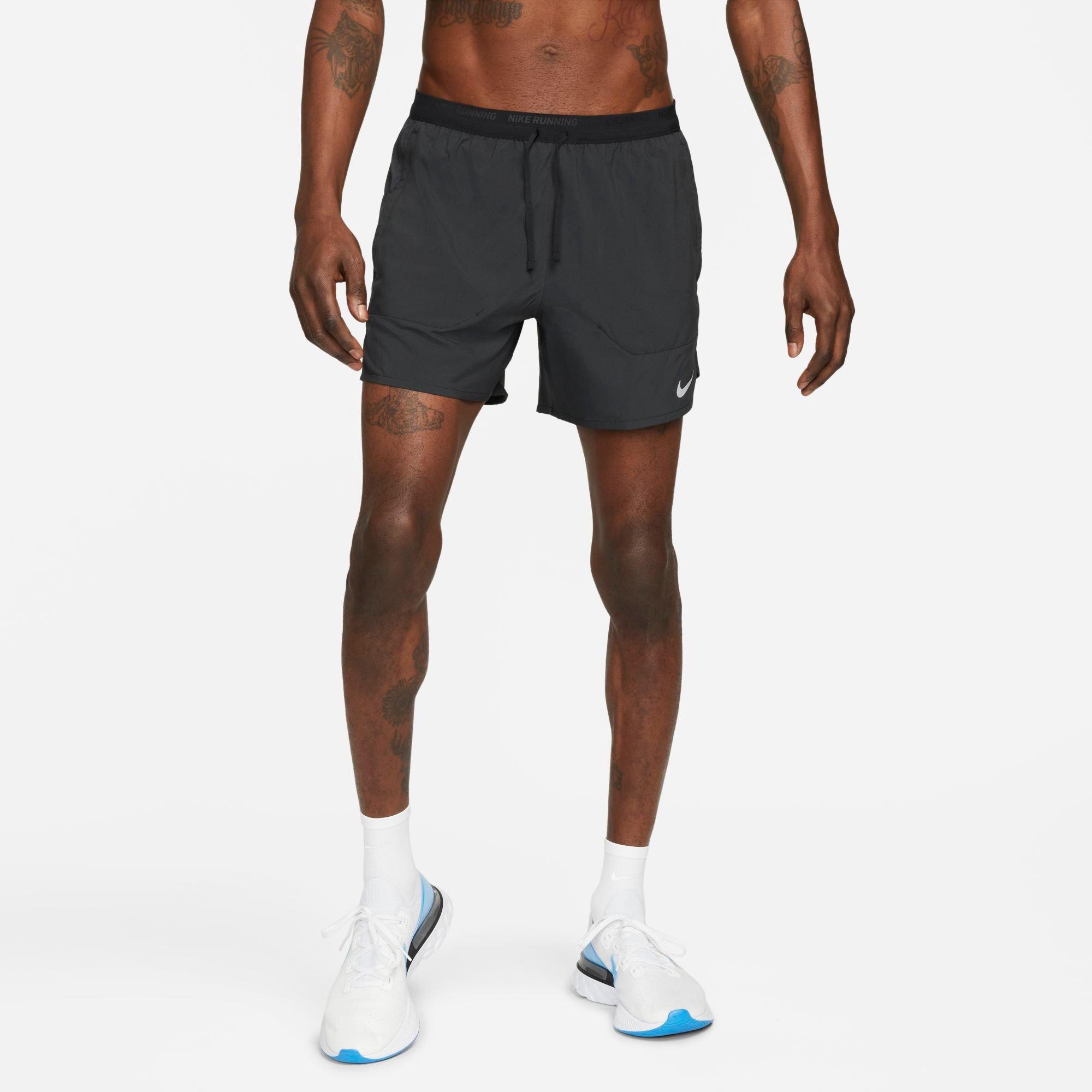 Nike Men's Dri-FIT Stride 5" Brief-Lined Running Shorts in Black/Reflecti Size: Small
