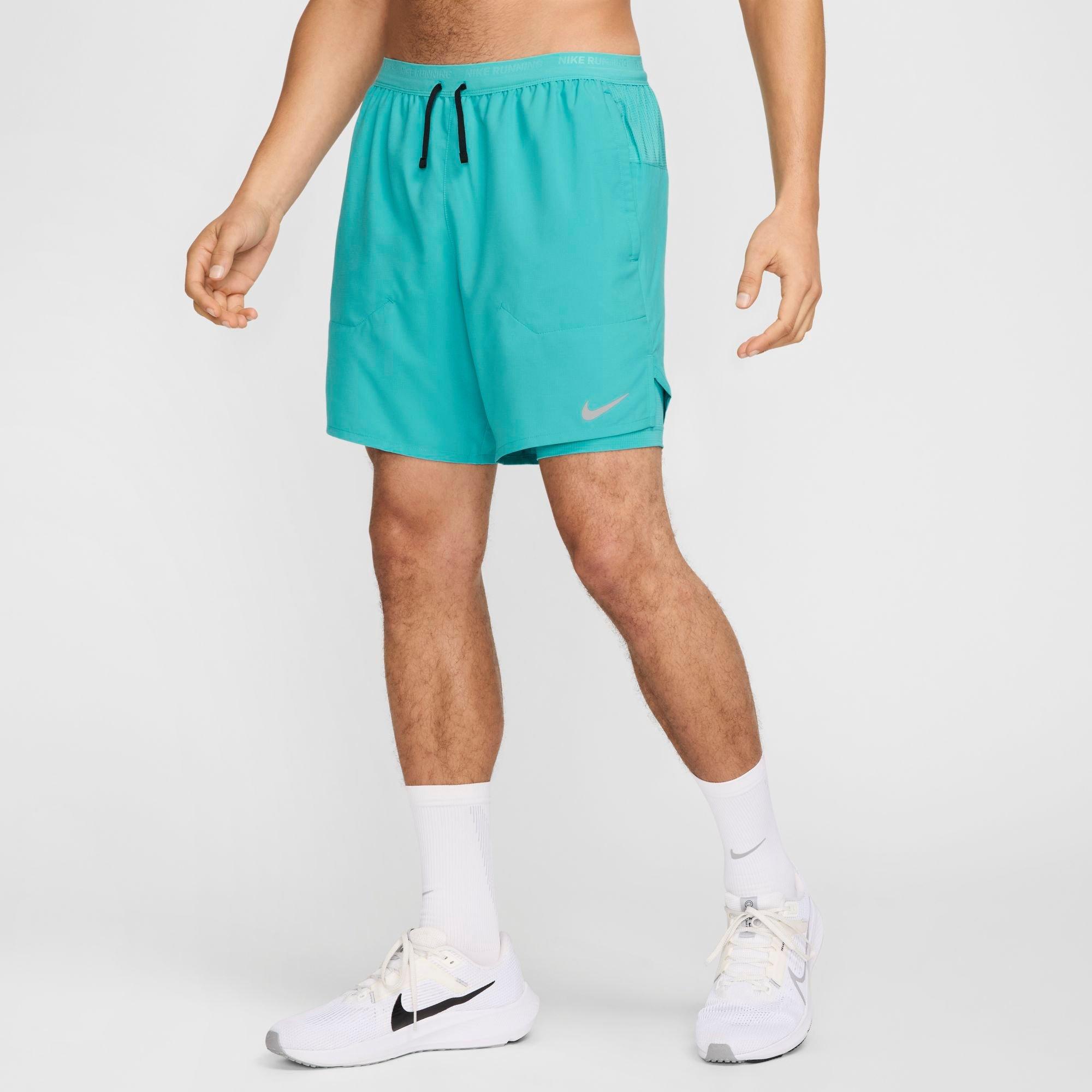 Nike Men's Dri-FIT Stride 2-in-1 7" Running Shorts in Green/Dusty Cactus Size XL Polyester