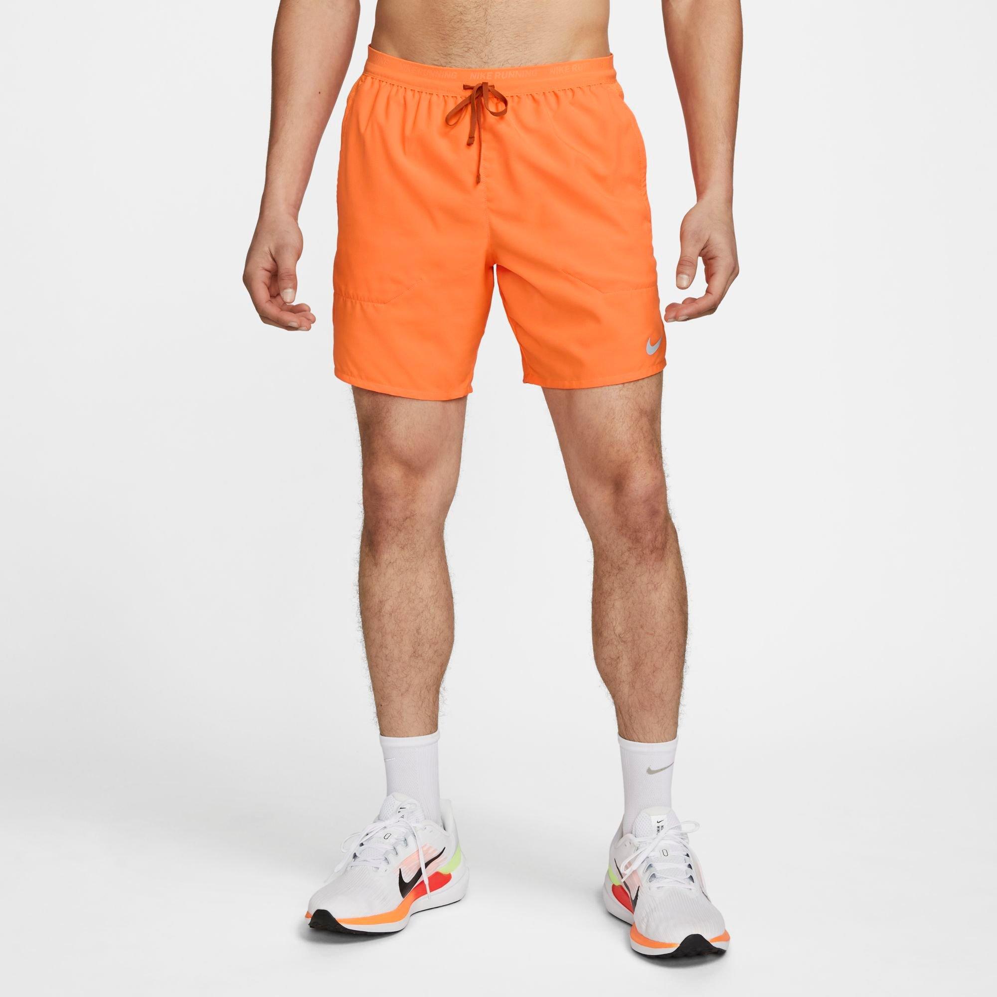 Nike Men's Stride Dri-fit 7" Brief-lined Running Shorts In Bright Mandarin/dark Russet