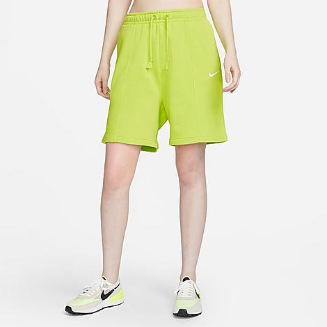 Nike Women's Sportswear Essential High-rise Fleece Shorts In Atomic Green/white