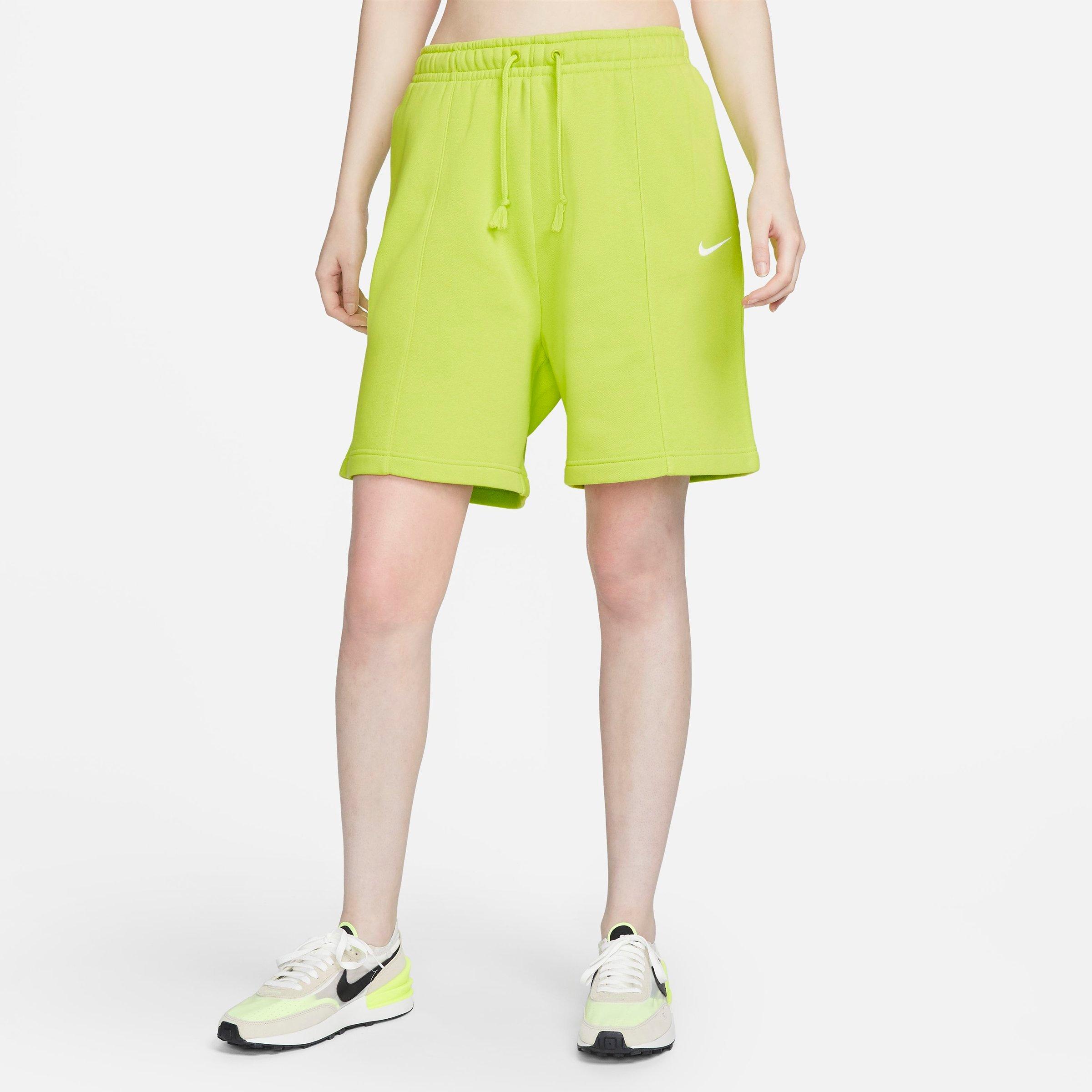 Nike Women's Sportswear Essential High-rise Fleece Shorts In Atomic Green/white