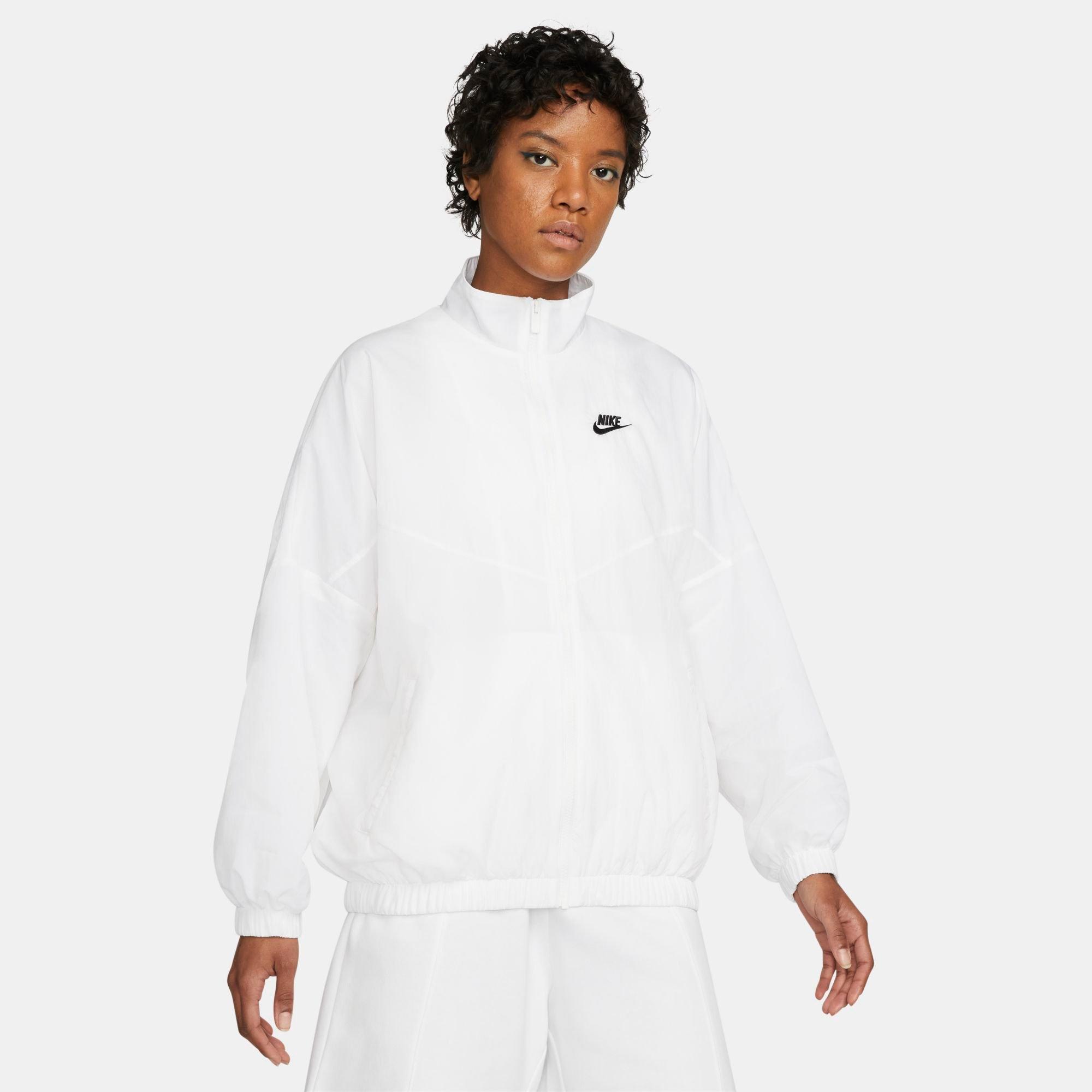 Nike Women's Sportswear Essential Windrunner Woven Jacket In White/white/black
