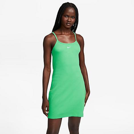 Nike Women's Sportswear Essential Ribbed Dress In Spring Green/white
