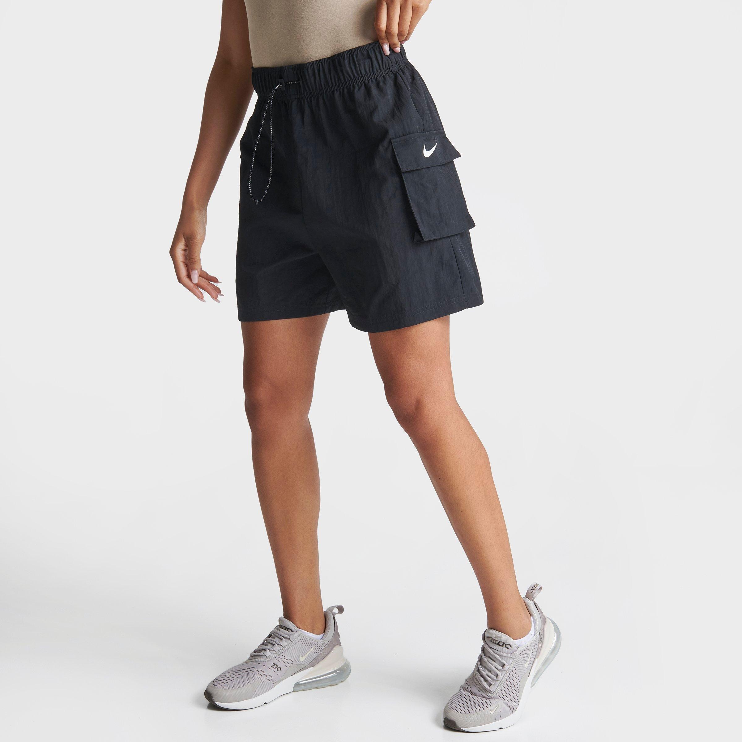Nike Women's  Sportswear Essential Woven High-rise Shorts In Black/white