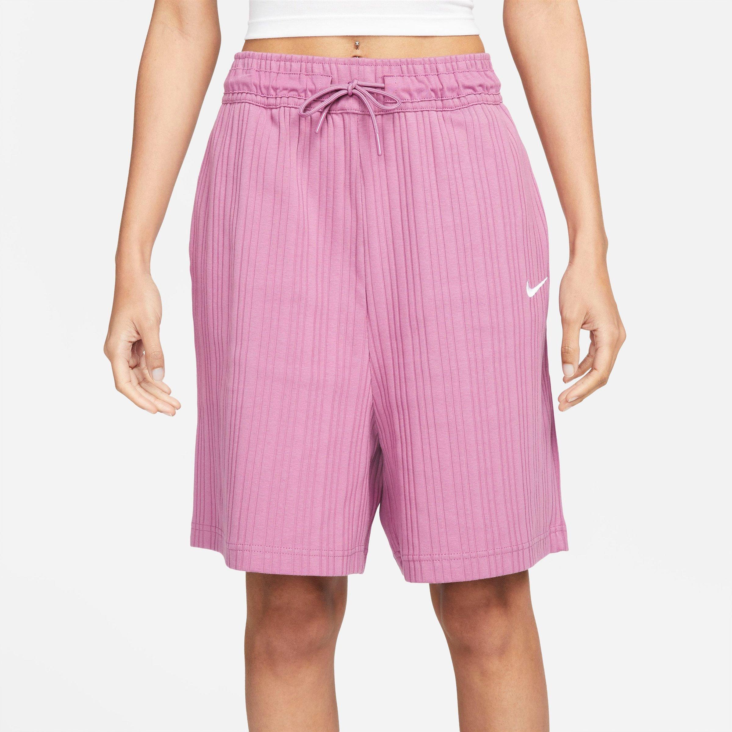 Nike Sportswear Women's Ribbed Jersey Baller Shorts In Light Bordeaux/white